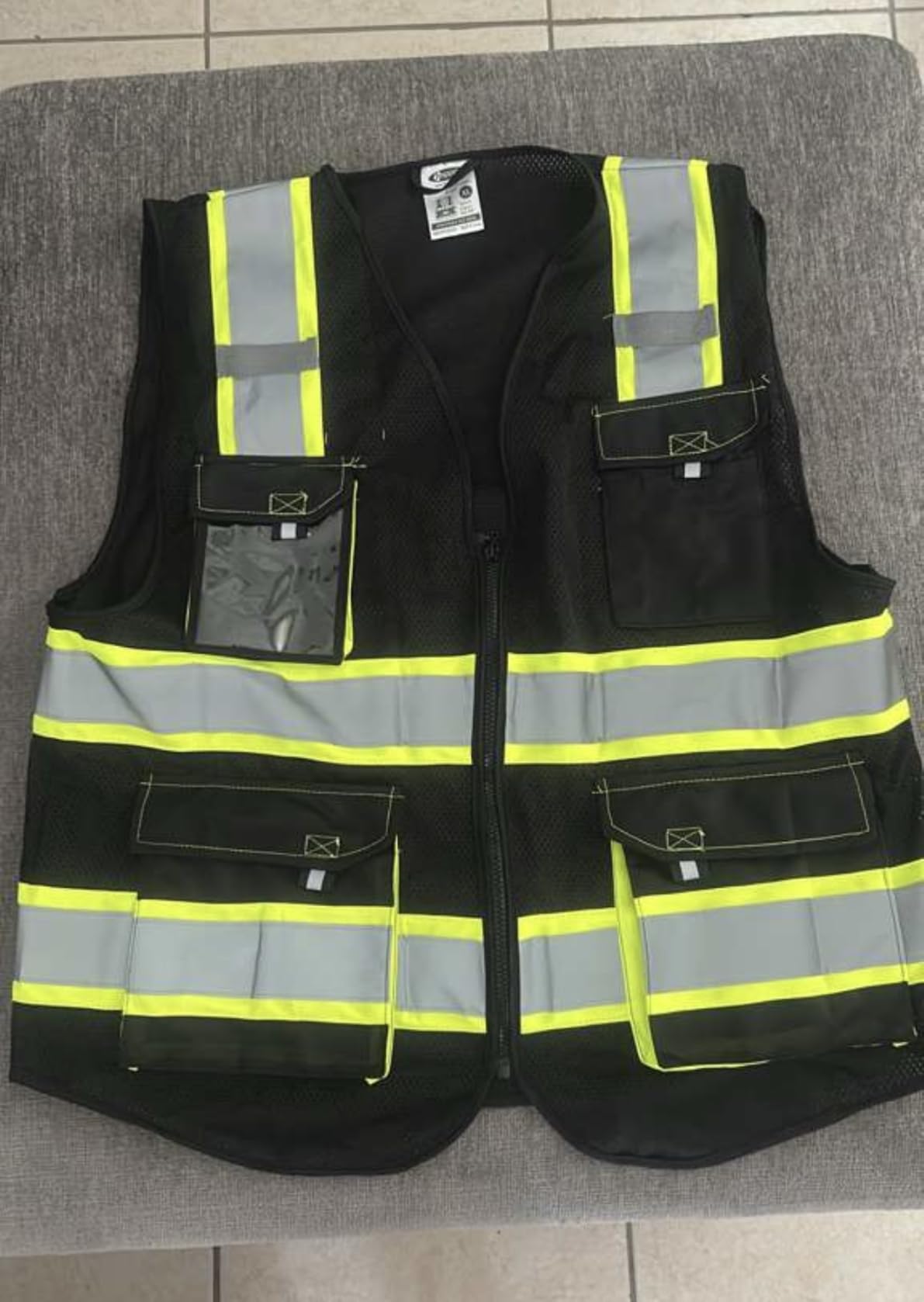 JKSafety Safety Vest for Men Women Hi Vis Reflective Vest JK220 Black L | ANSI Standards 5 utility Pockets 4 Reflective Strips High Visibility Mesh Fabric Construction Safety Apparel Neon for Work customer photo 1