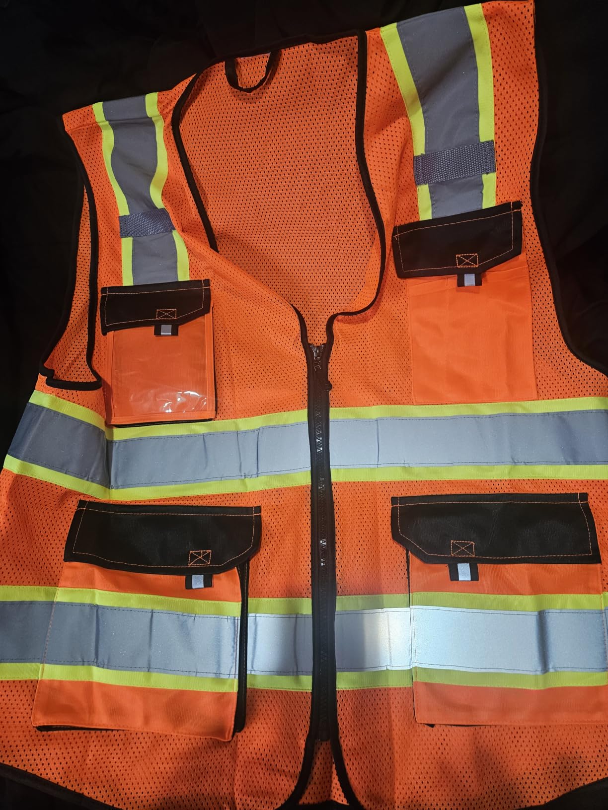 JKSafety Safety Vest for Men Women Hi Vis Reflective Vest JK220 Black L | ANSI Standards 5 utility Pockets 4 Reflective Strips High Visibility Mesh Fabric Construction Safety Apparel Neon for Work customer photo 2