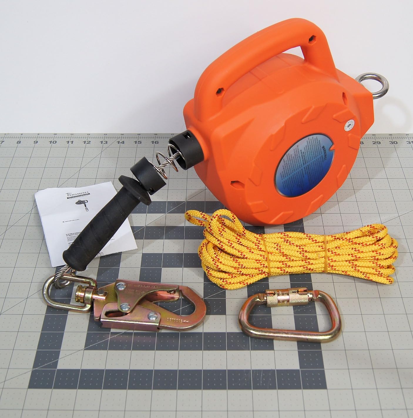 TRSMIMA Fall Protection Retractable Lanyard - 20ft Self-Retracting | Lifeline Safety Yoyo Fall Arrest Safety Construction Roofing Galvanized Steel Cable Swivel Top customer photo 2