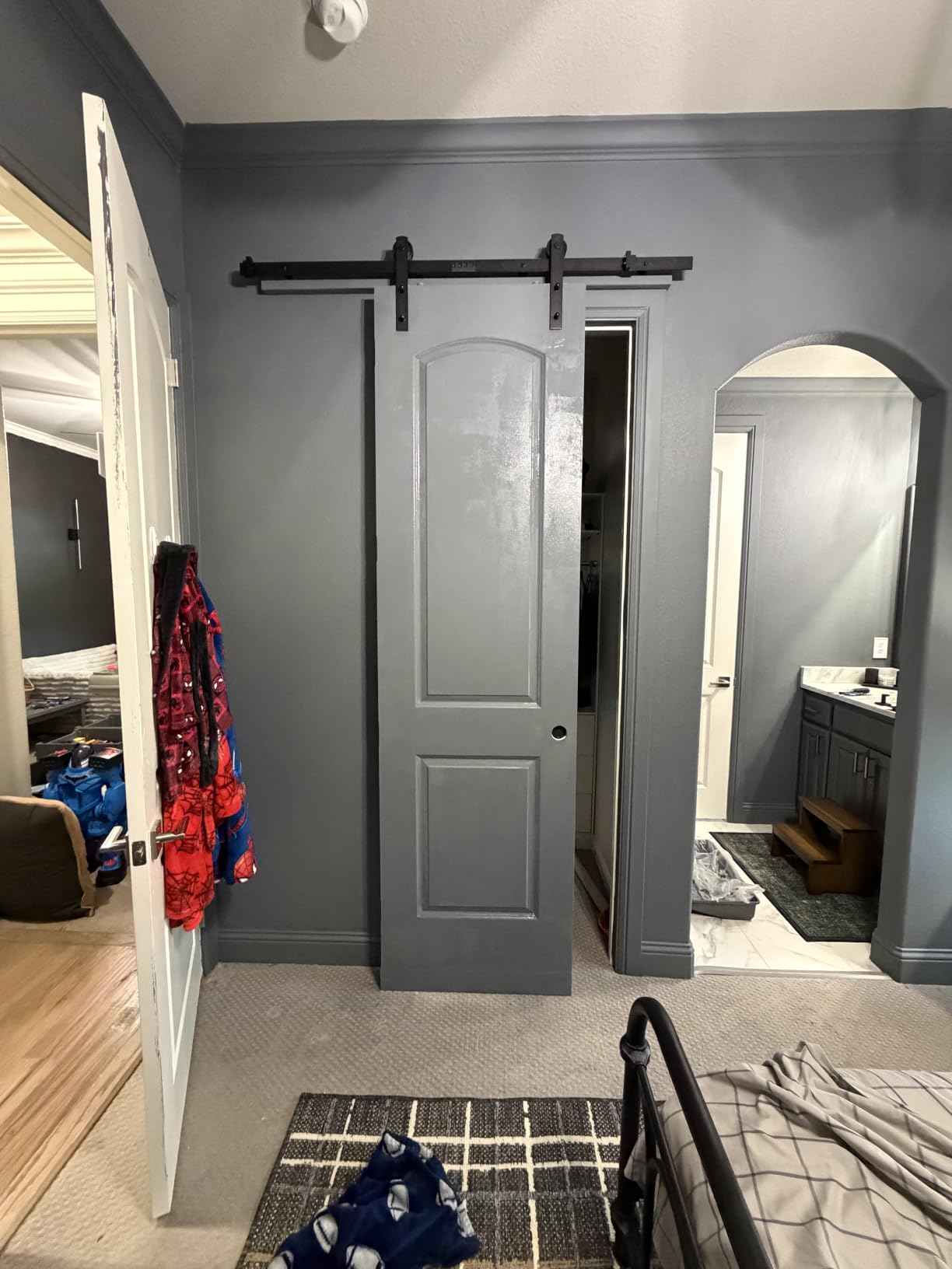 6.6FT Barn Door Hardware Kit with 2 Handles and Adjustable Floor Guide | Door Not Included, Fit 36-40