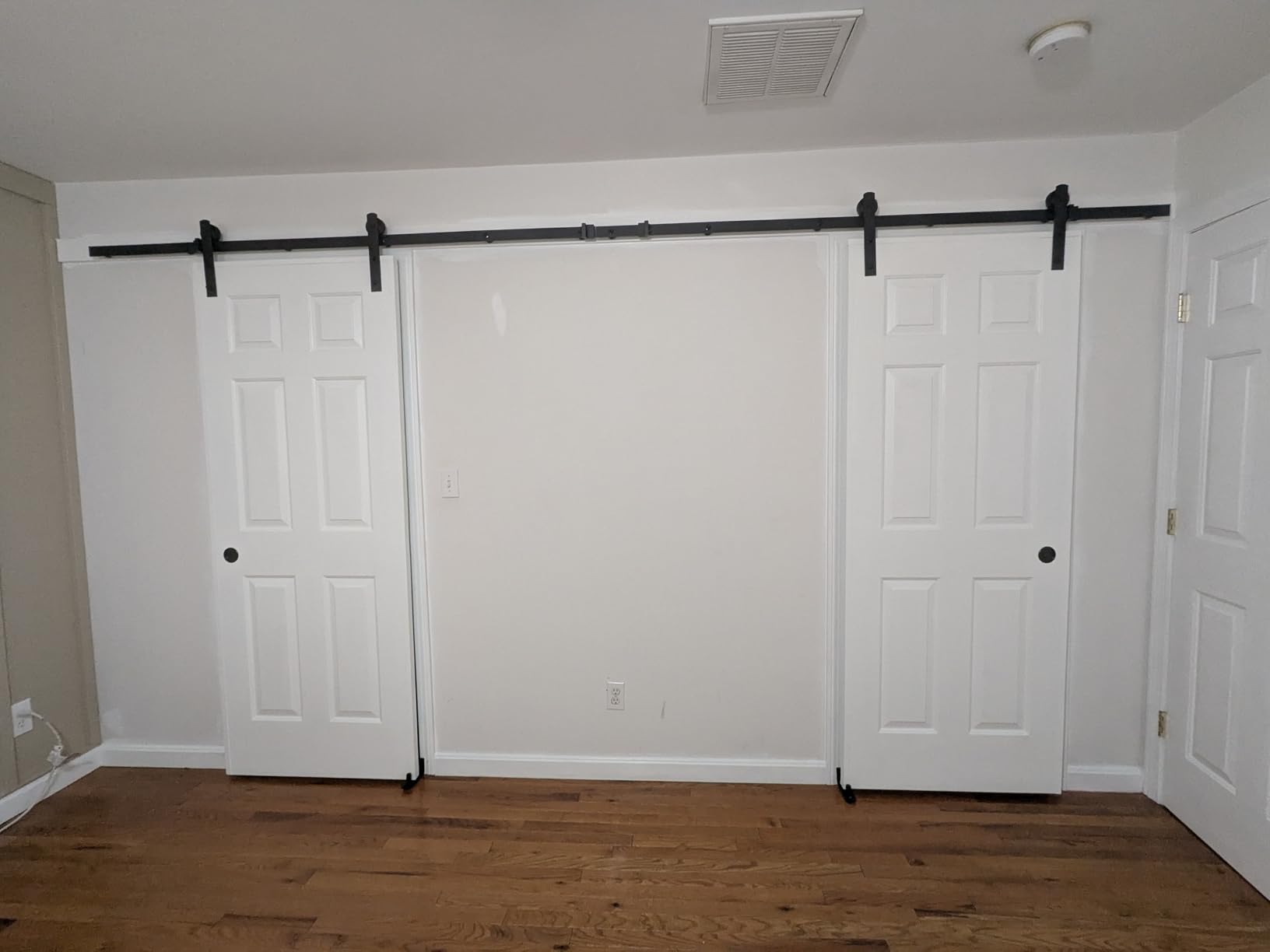 6.6FT Barn Door Hardware Kit with 2 Handles and Adjustable Floor Guide | Door Not Included, Fit 36-40