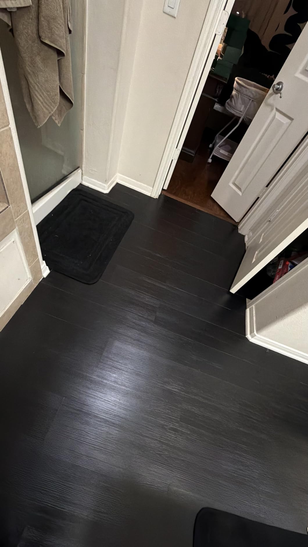 36-Pack 54 Sq.ft Peel and Stick Floor Tiles,Black Vinyl Flooring Wood Plank,Self-Adhesive Waterproof for Bedroom, Kitchen, Living Room Home Decor customer photo 1