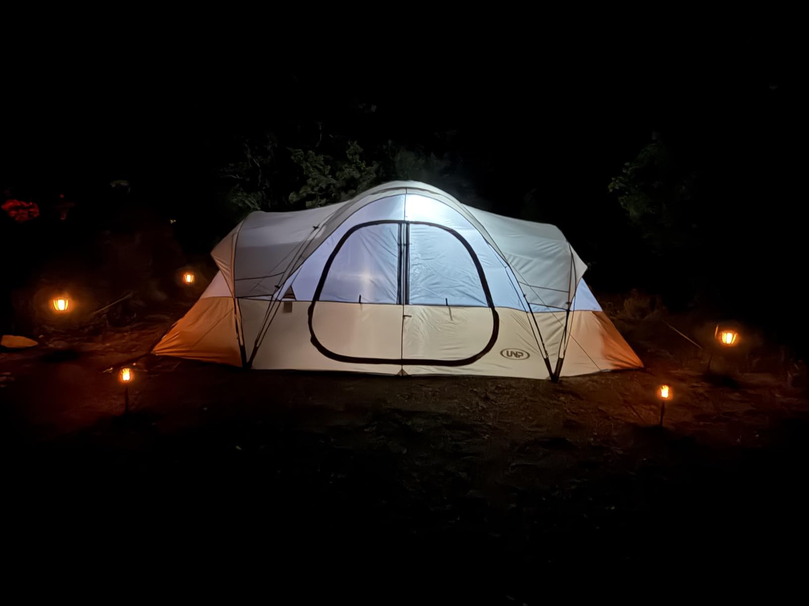 UNP Camping Tent 10-Person-Family Tents, Parties, Music Festival Tent, Big, Easy Up, 5 Large Mesh Windows, Double Layer, 2 Room, Waterproof, Weather Resistant, 18ft x 9ft x78in customer photo 1