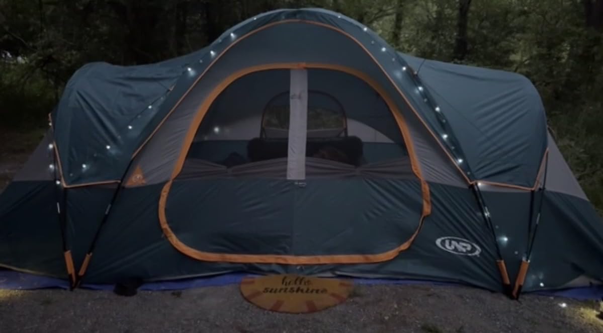 UNP Camping Tent 10-Person-Family Tents, Parties, Music Festival Tent, Big, Easy Up, 5 Large Mesh Windows, Double Layer, 2 Room, Waterproof, Weather Resistant, 18ft x 9ft x78in customer photo 2