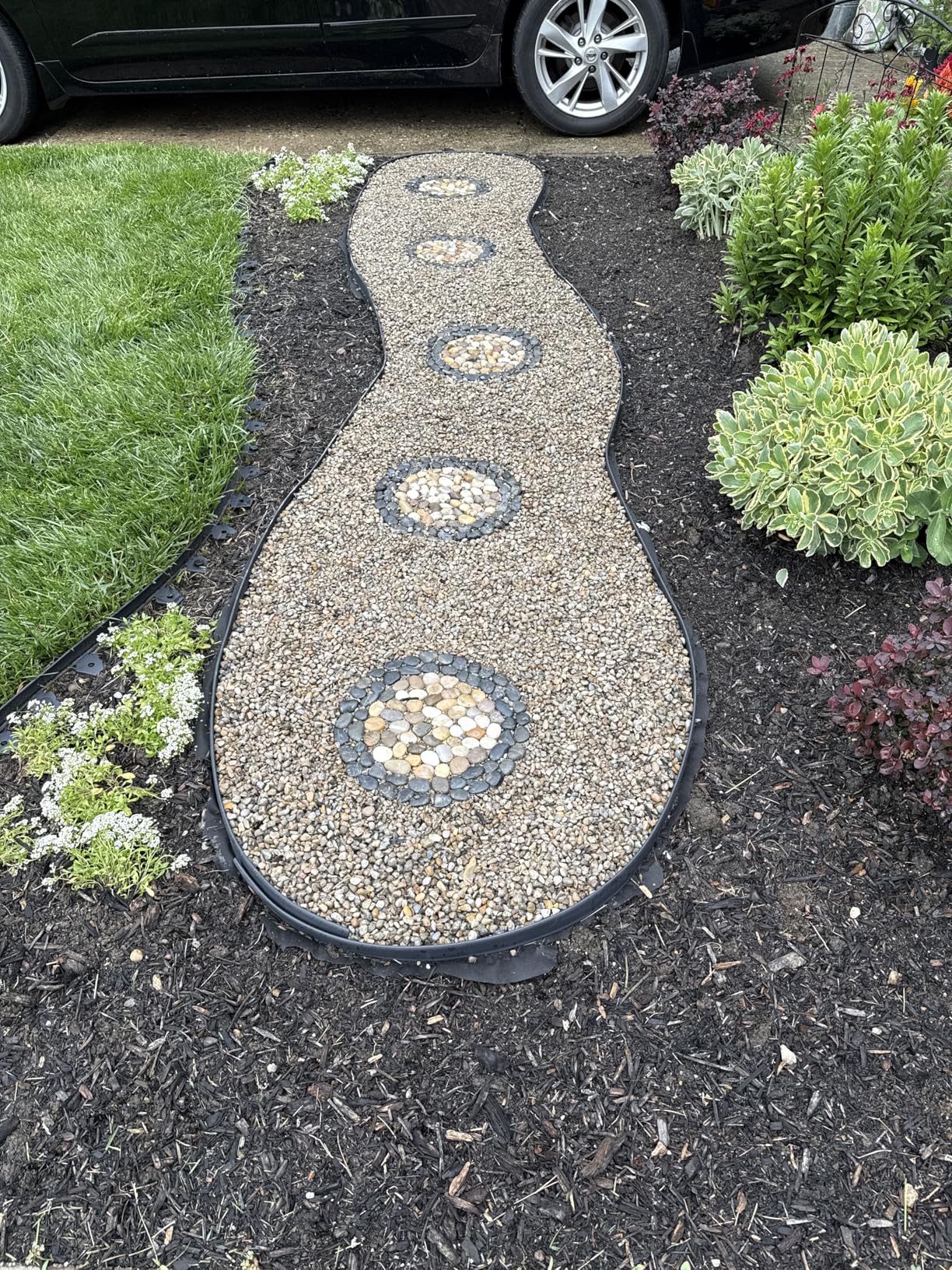 Garden Stepping Stones Outdoor Round River Stone Decorative Nature River Rocks for Landscaping Outside Walkway Patio Yard Garden Pathway(9in 6pc Pack) customer photo 1