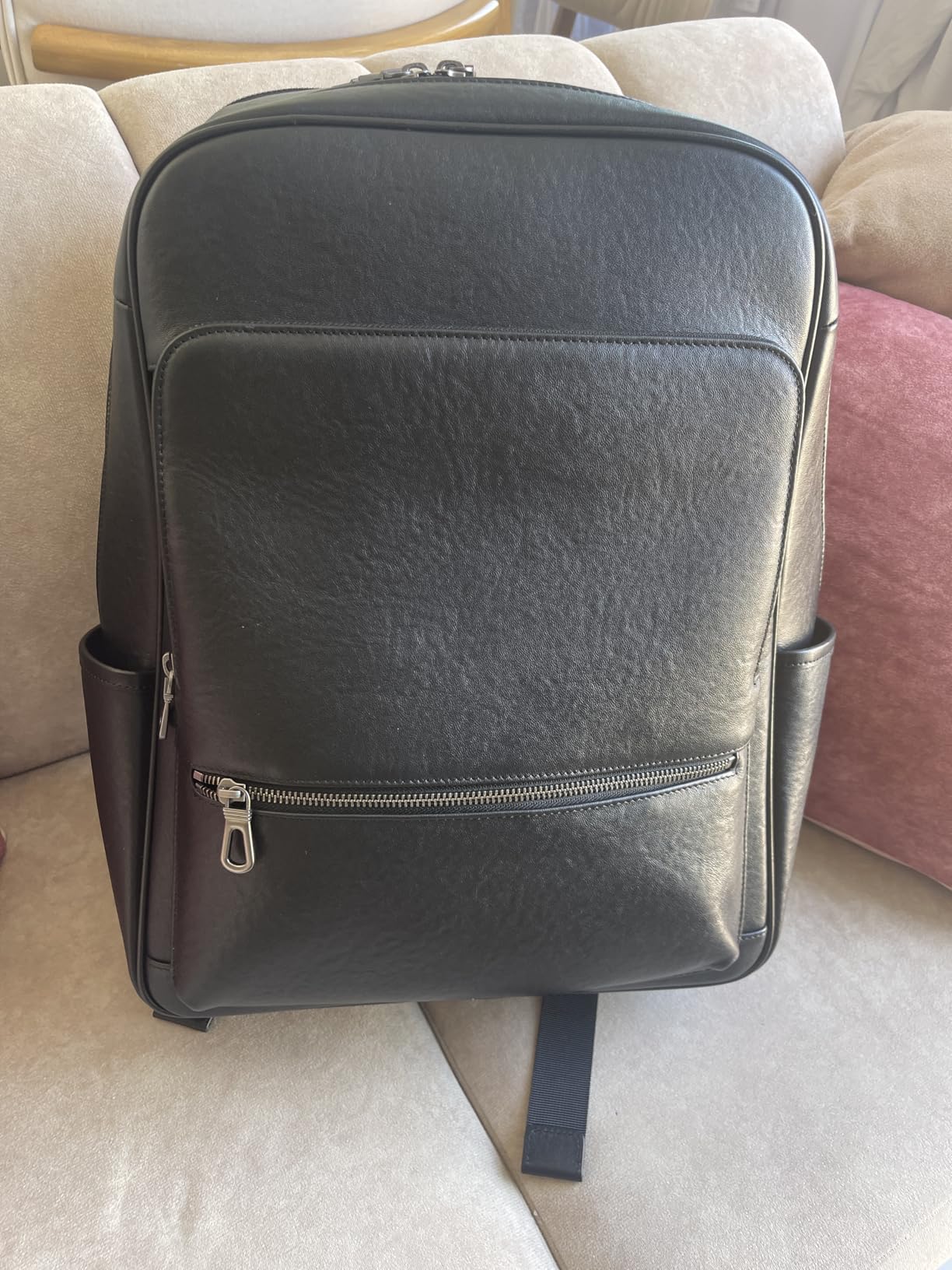 Colins Keirs Large Black Leather Backpack for Men, Minimalist Luxury Executive Computer Backpack, 17.3 Inch Genuine Leather Laptop Backpack customer photo 1
