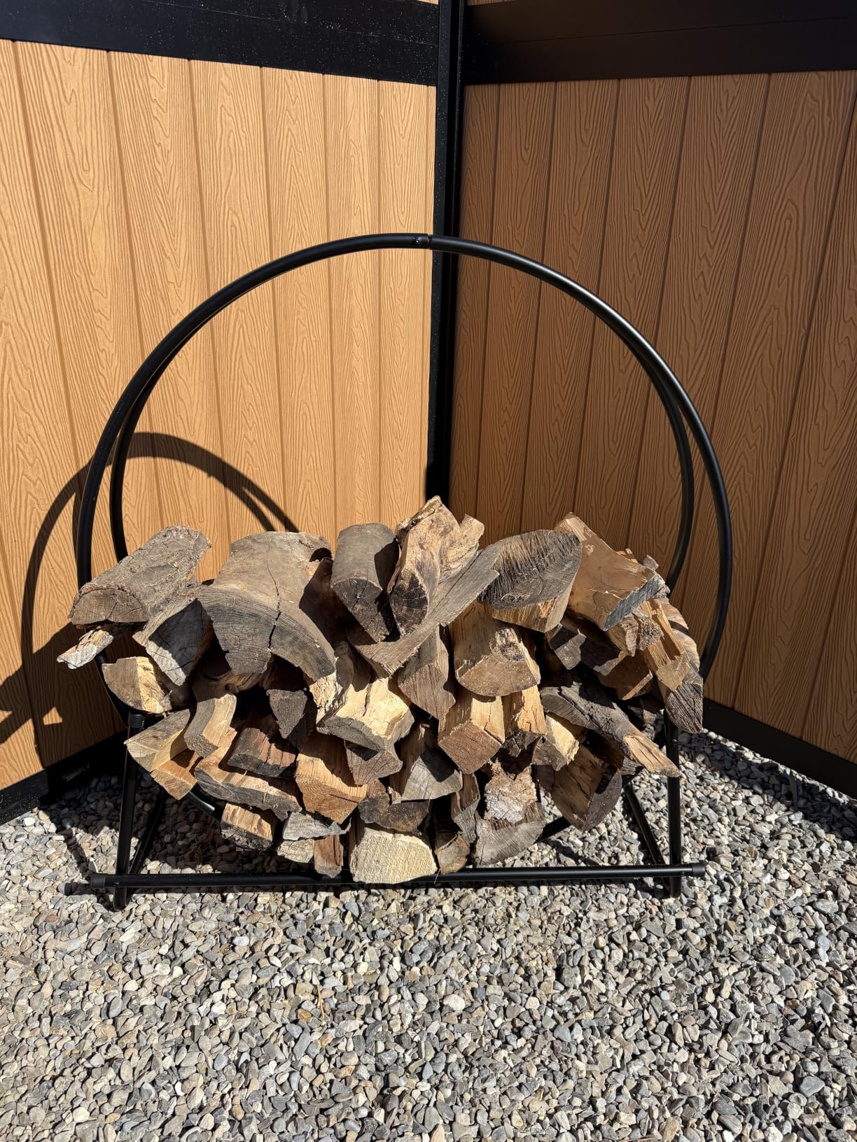 VIVOHOME 32 Inches Firewood Log Rack Hoop with Cover | Heavy Duty Fire Wood Storage Rack and Cover Set with Zipper, Round Log Holder Ring for Indoor Outdoor Patio Deck Porch customer photo 1