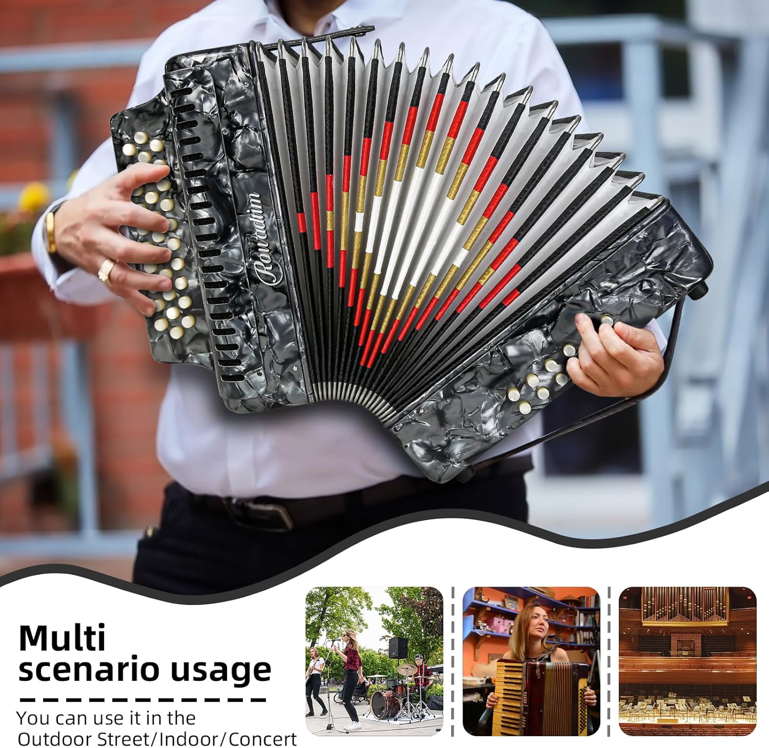Accordions 31 Key 12 Bass Diatonic F/B/E Accordion Carry Kit (Gray) customer photo 2