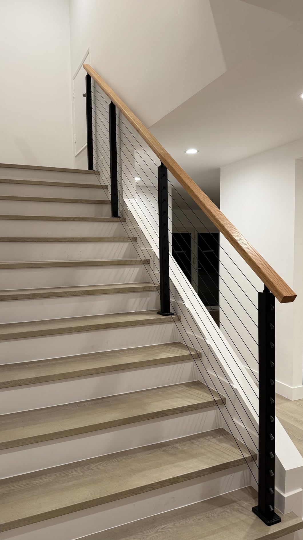 4ft-8ft Modular 42in Cable Railing System for Stair with Handrail | Complete Set, 33° Drilled for 28-38° Step, Swage Cable Railing Kit, Handrail Cuttable, T304 Stainless Steel, 1/8