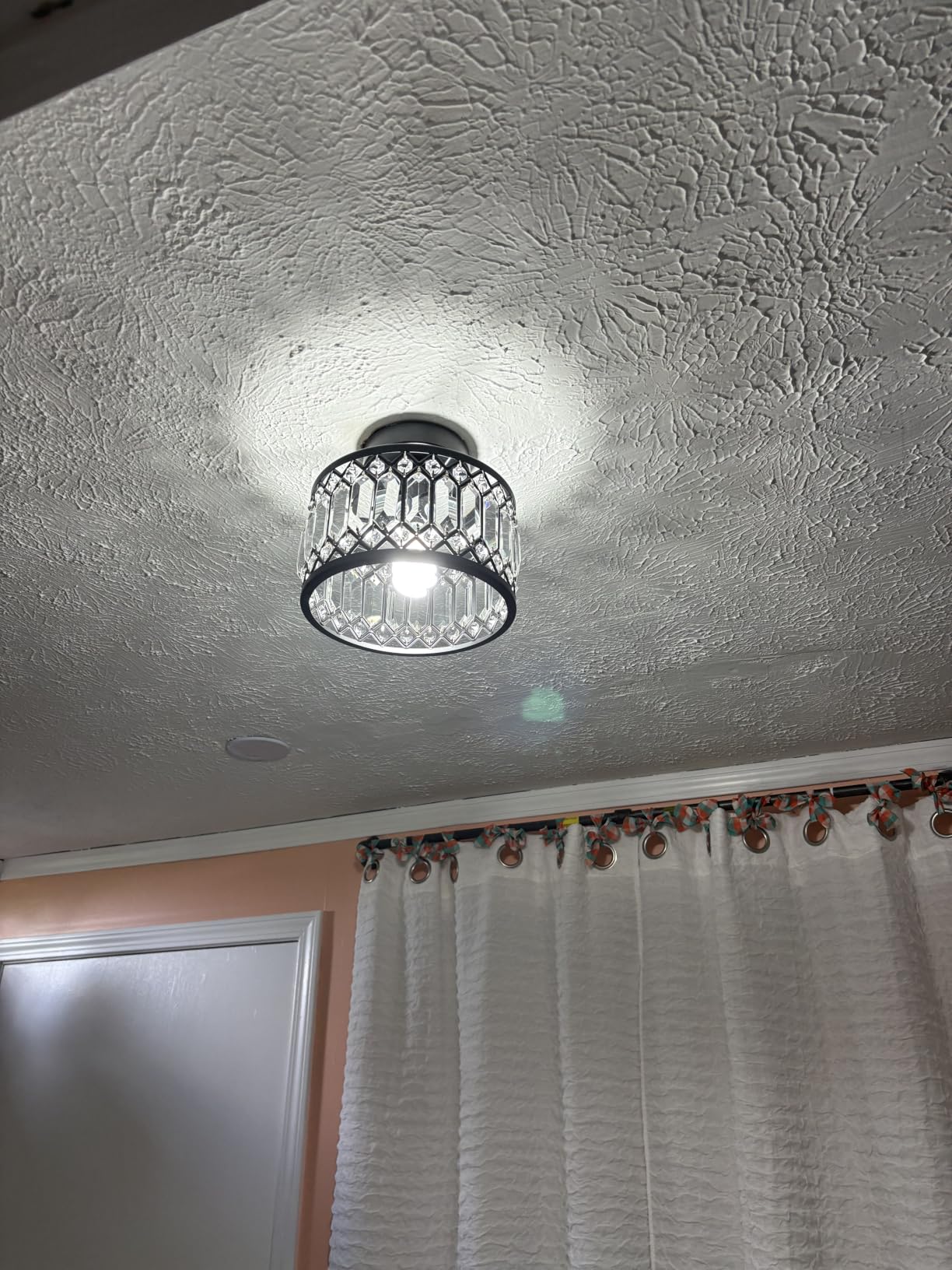 Pevfah Crystal Black Ceiling Light, Modern Semi Flush Mount Ceiling Lighting Fixture, Round Hallway Lighting Fixtures for Kitchen Entryway Bedroom Laundry Room, 1-Light, 9 Inch customer photo 2
