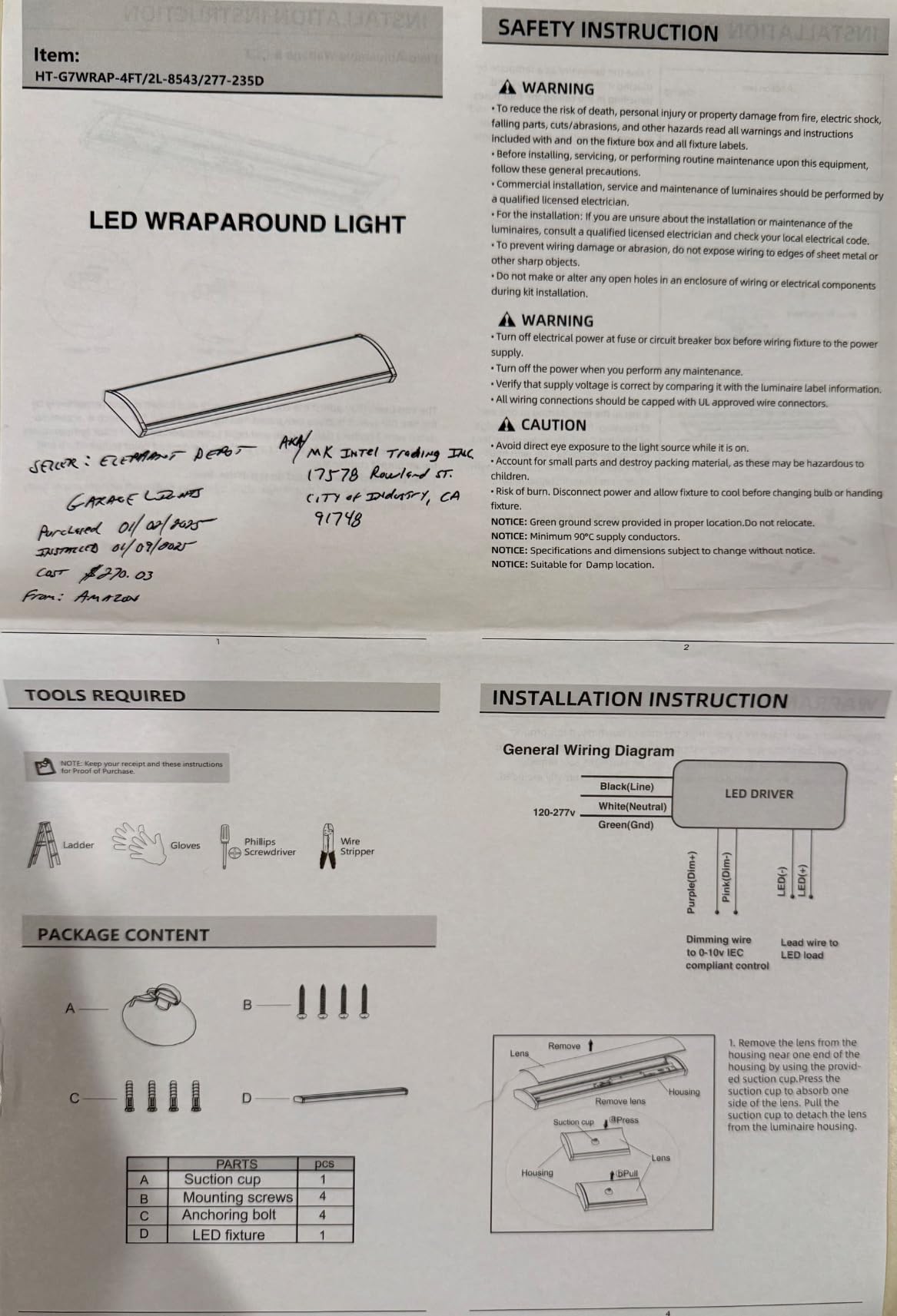 4PK 4FT LED Wraparound Light, 48 Inch Garage Ceiling Lights, 24/31/38/46W, 5500LM, 3000-6500K 5CCT, 120-277V Hardwired 4FT Led Light Fixtures for Garage, Workshop, Closet, Shop, UL (0-10V dimming) customer photo 2