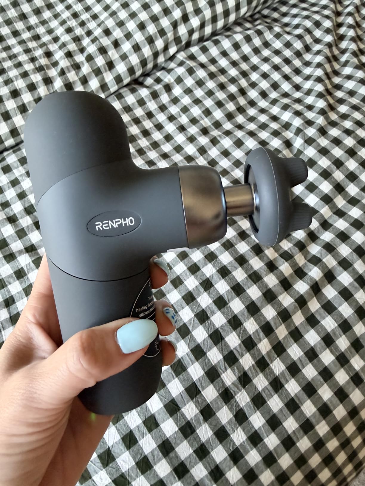 RENPHO Mini Thermal Massage Gun with Heat, Portable Deep Tissue Percussion Massager with 4 Heads for Neck & Back Comfort, Ultra-Quiet for Home, Office & Travel, Carry Case, Gifts for Men Women customer photo 1