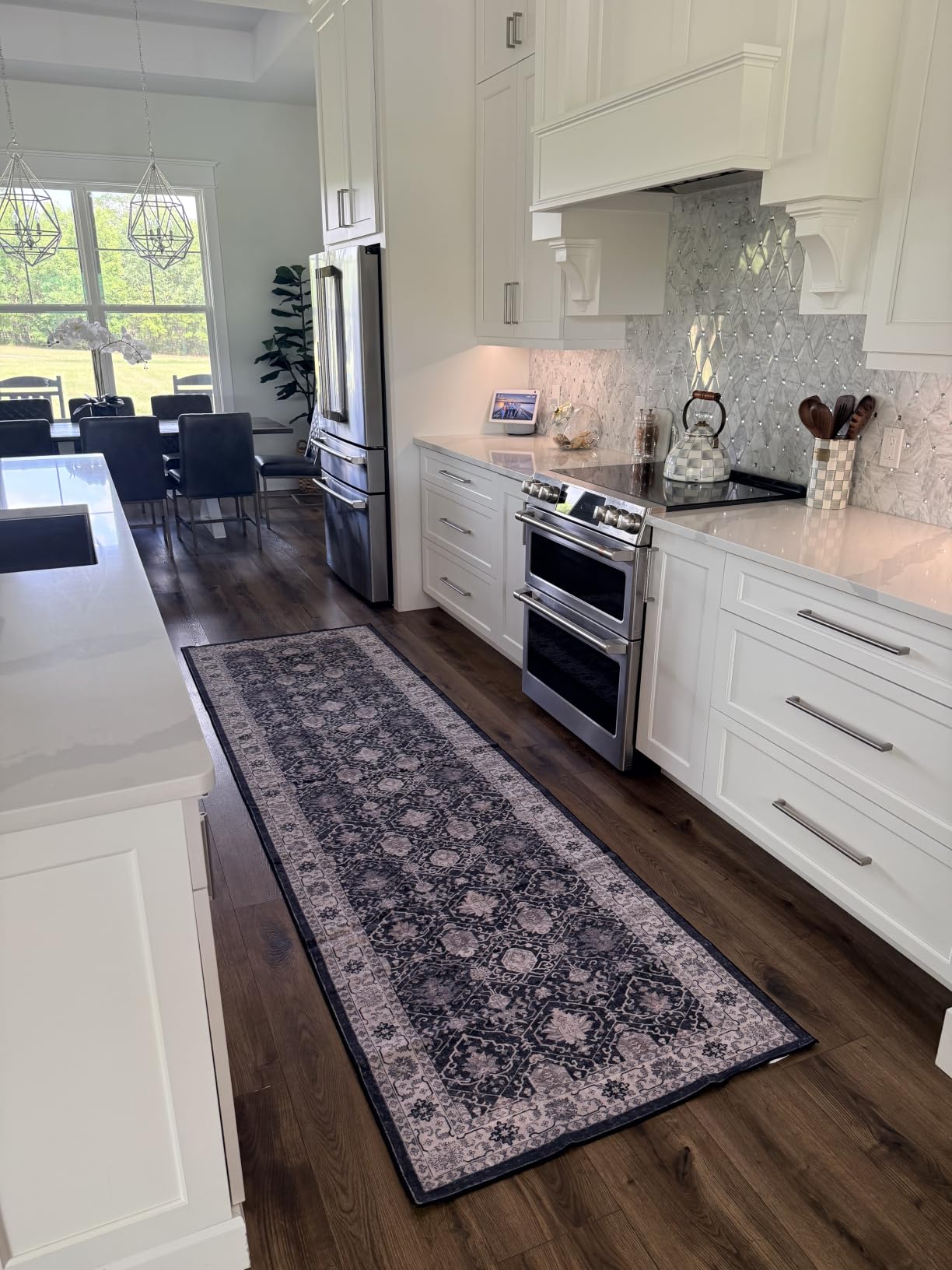 2x6 Hallway Washable Runner Rug : Vintage Soft Kitchen Laundry Runner with Non Slip Backing Farmhouse Entryway Living Room Floor Mat Stain Resistant Carpet for Bedroom Bathroom Distressed Beside Rug customer photo 1