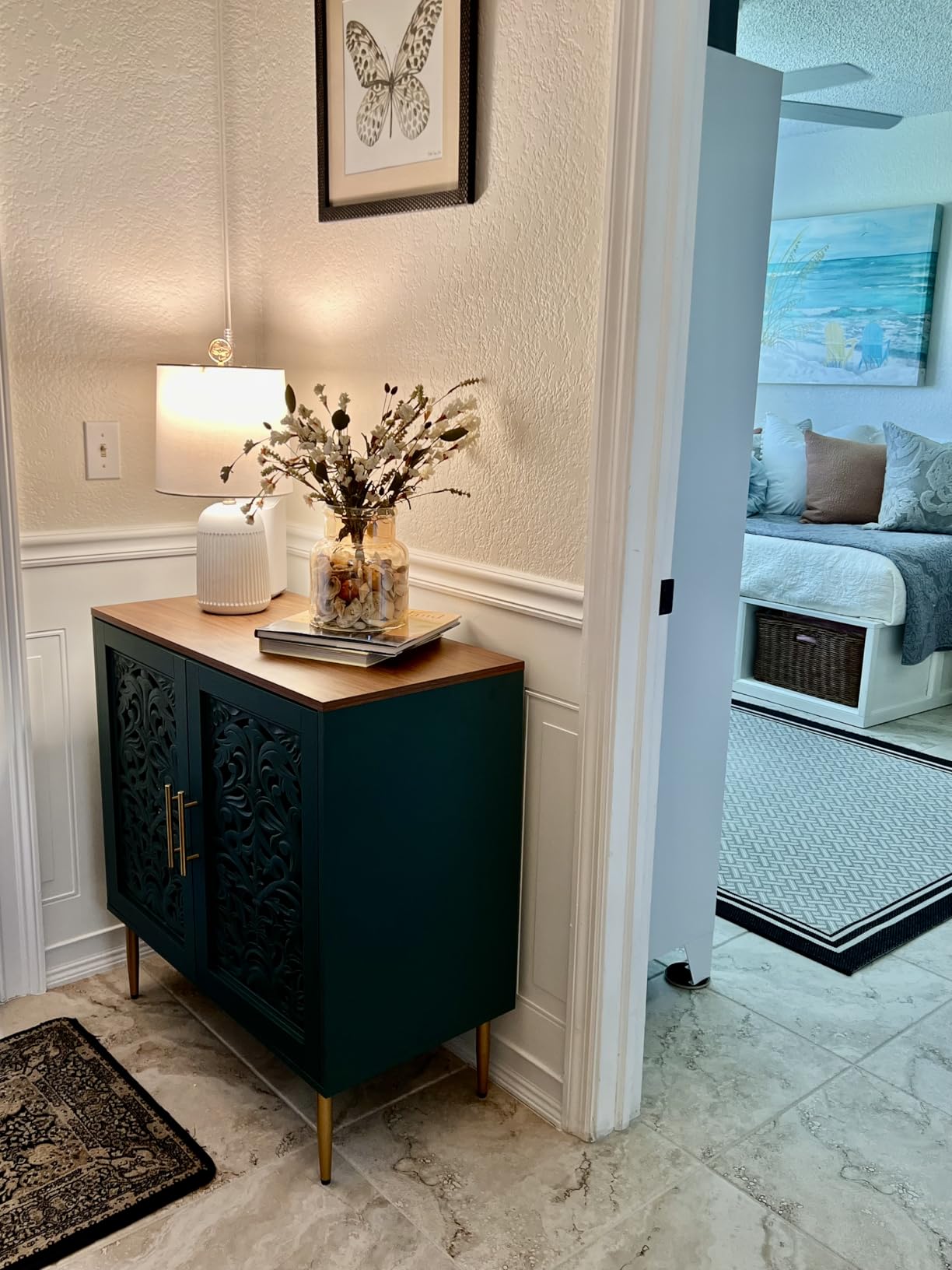 ARTPOWER Accent Cabinet with 2 Doors, Vintage Hollow Carving Buffet Cabinet, Sideboards and Buffets with Storage, Credenza for Living Room, Kitchen, Dining Room, Entryway, Hallway, Walnut customer photo 2