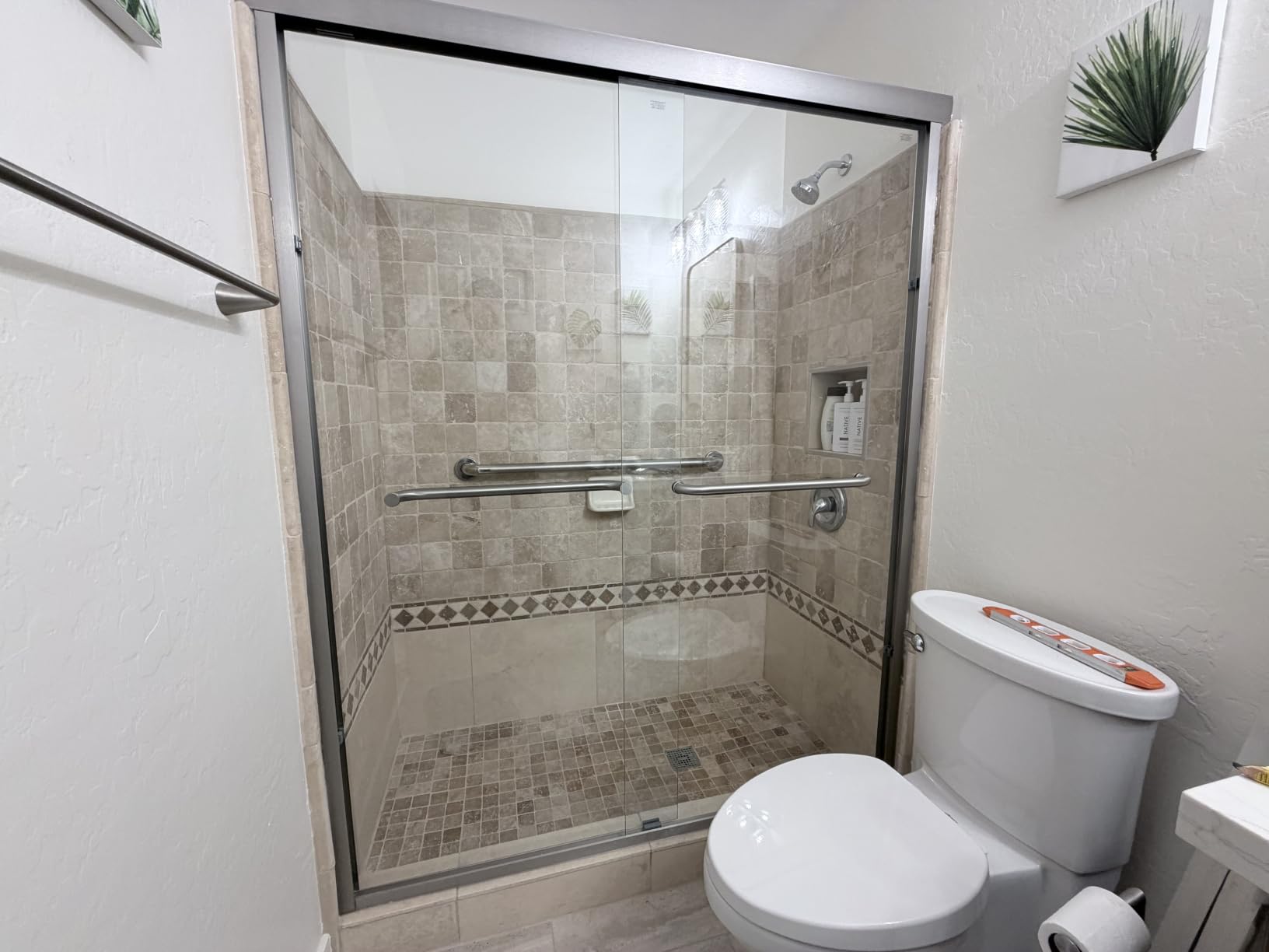 GETPRO Shower Door Double Sliding 57-60 in. W x 72 in. H Semi-Frameless Bypass Bathroom Glass Shower Sliding Doors, 1/4 inch Clear Tempered Glass Door for Walk-in Shower Matte Black customer photo 2