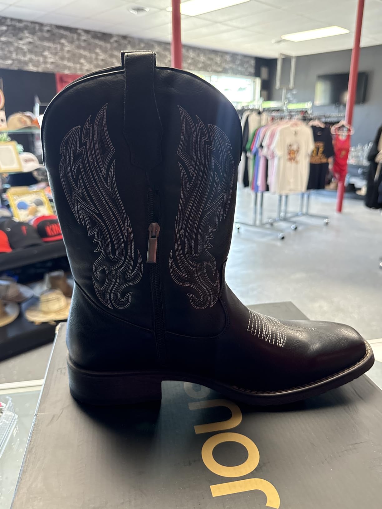 Jousen Cowboy Boots for Men Embroidery Men's Western Boots Retro Square Toe Mens Boot Botas Vaqueras Para Hombre customer photo 2