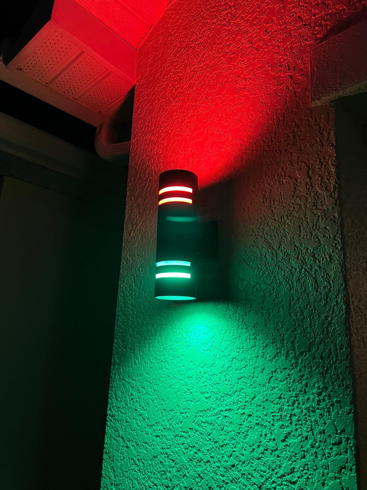 Smart Outdoor Sconce Lights 2 Pack, Up Down Wall Porch Lights RGB Color Changing WiFi APP Control, Dimmable LED Exterior Wall Lighting Fixtures Work with Alexa, No Hub Required, ETL Listed customer photo 1