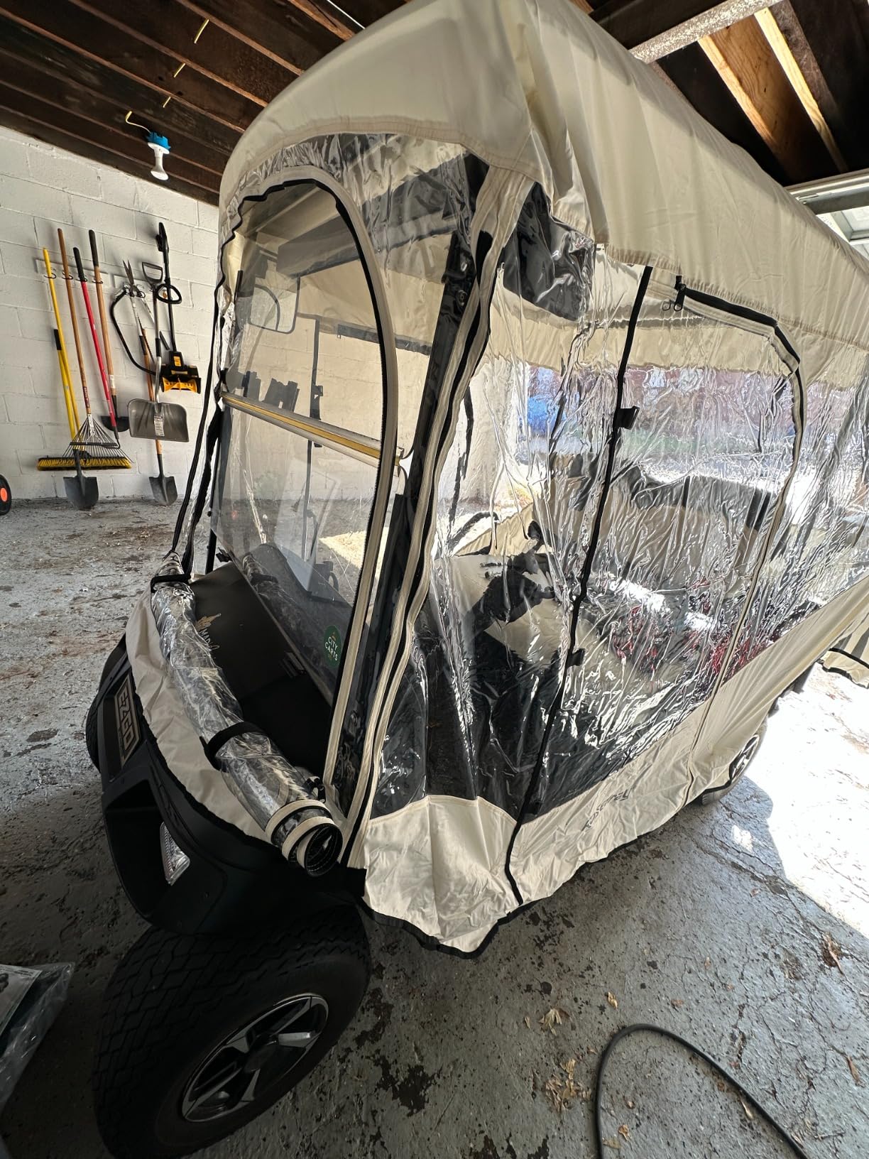Golf Cart Enclosure, 2+2 Drivable Rain Cover, Short Roof 58