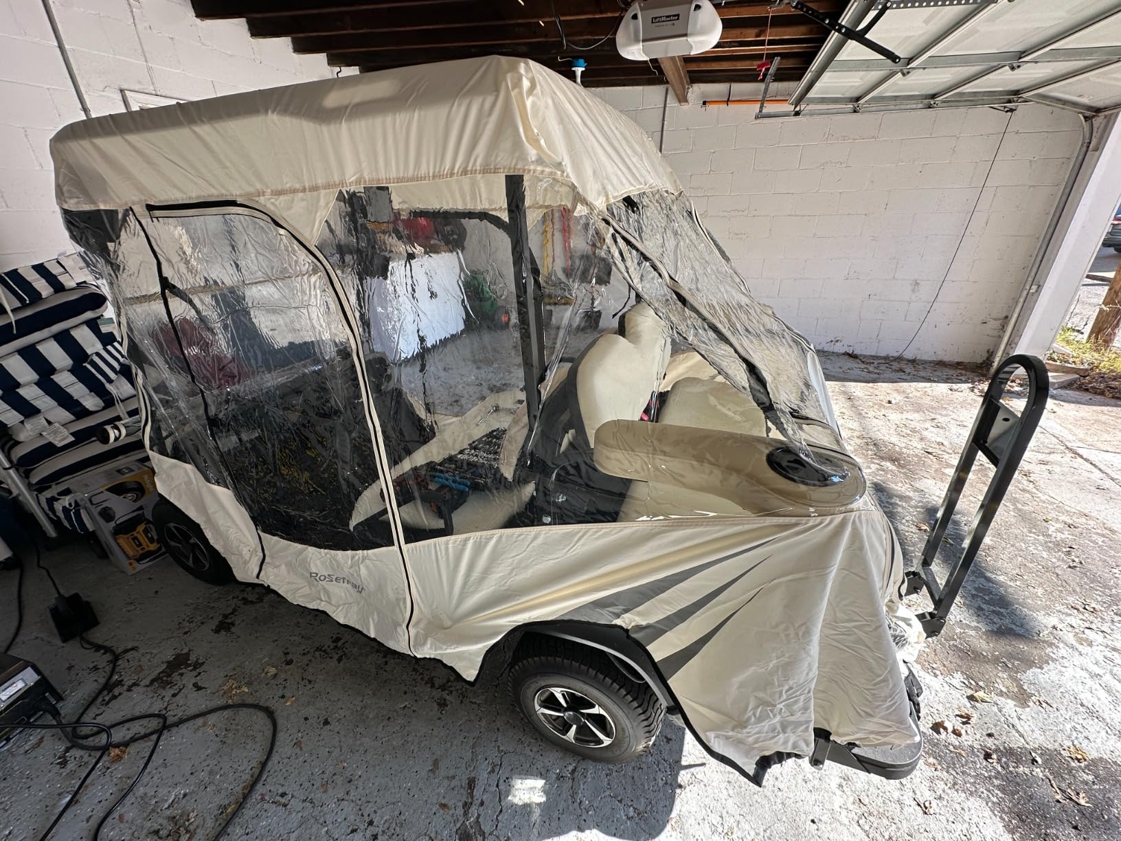 Golf Cart Enclosure, 2+2 Drivable Rain Cover, Short Roof 58