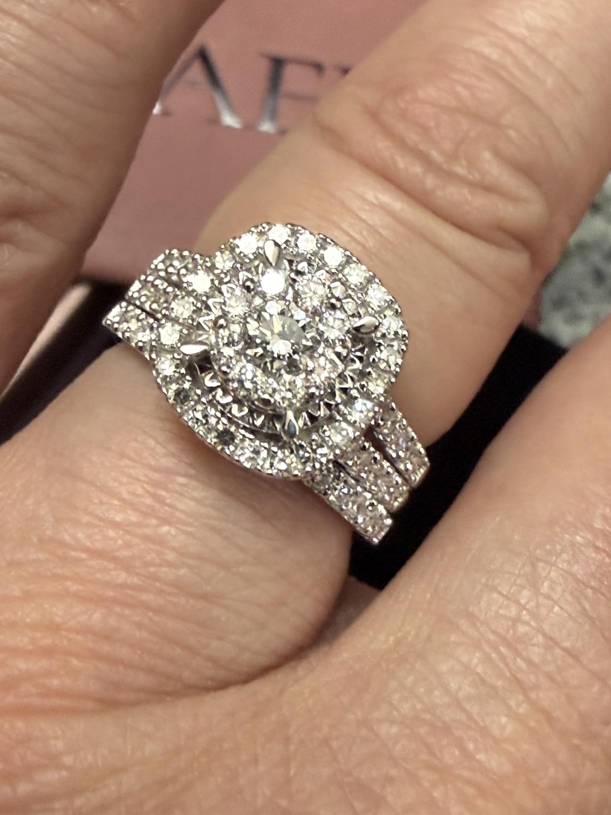 AFFY Bridal Set Rings For Women, 1 to 3 Carat Lab Grown Diamond Halo Wedding Engagement Ring Set In 14K Gold Over Sterling Silver, 10K Or 14K Solid Gold Jewelry For Her customer photo 2