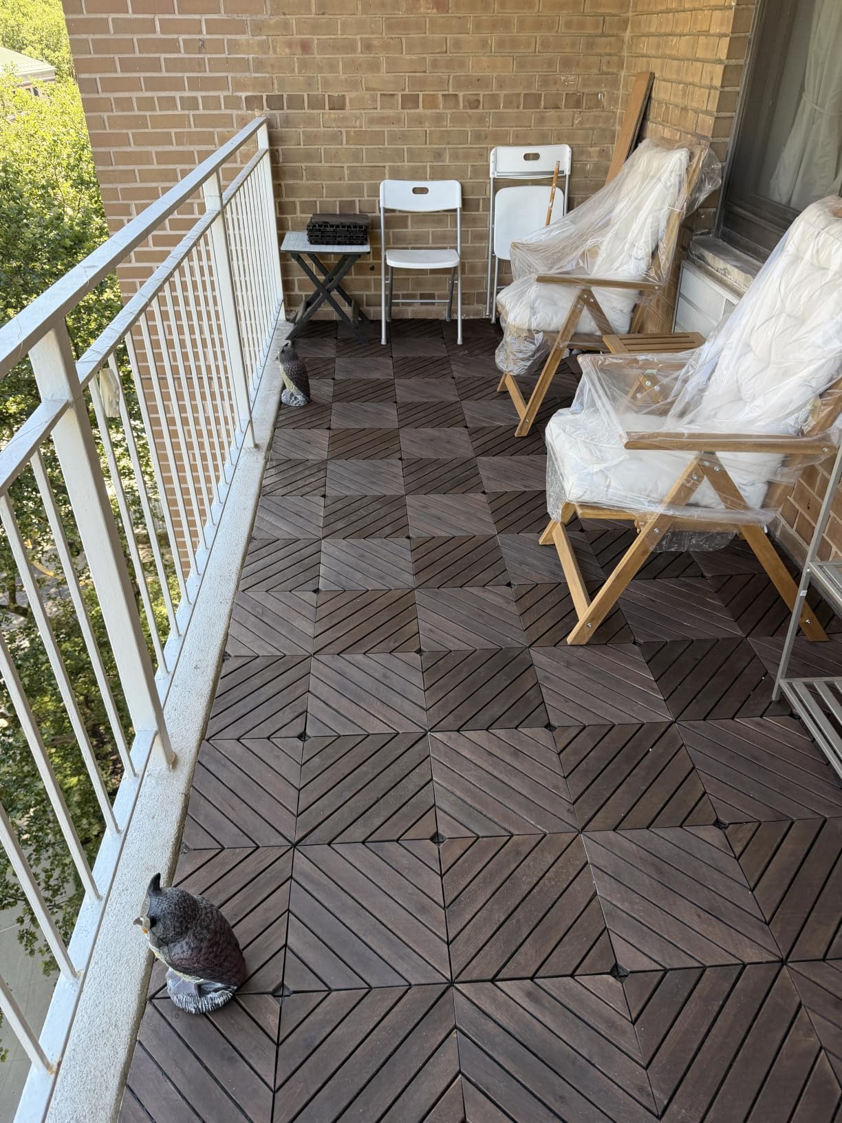 PrimeZone 54 PCS Solid Acacia Wood Interlocking Patio Deck Tiles - 12