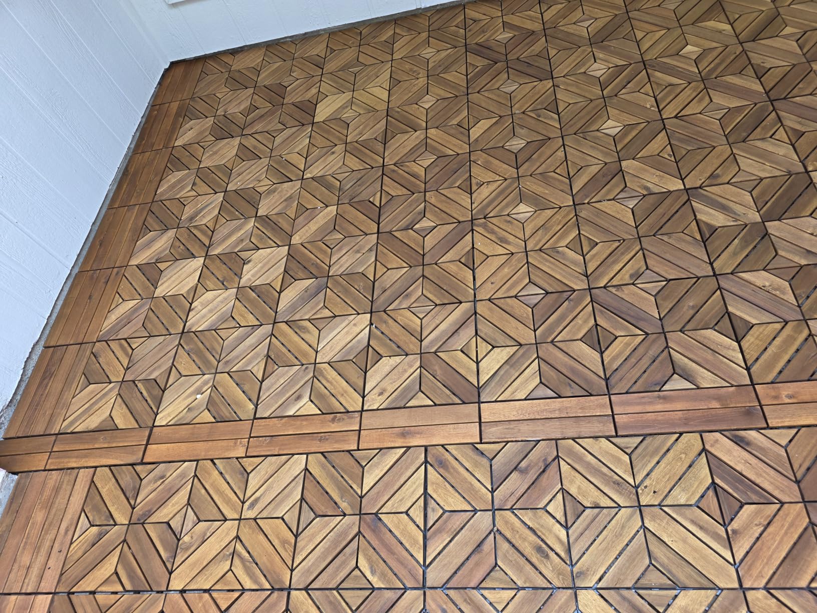 PrimeZone 54 PCS Solid Acacia Wood Interlocking Patio Deck Tiles - 12