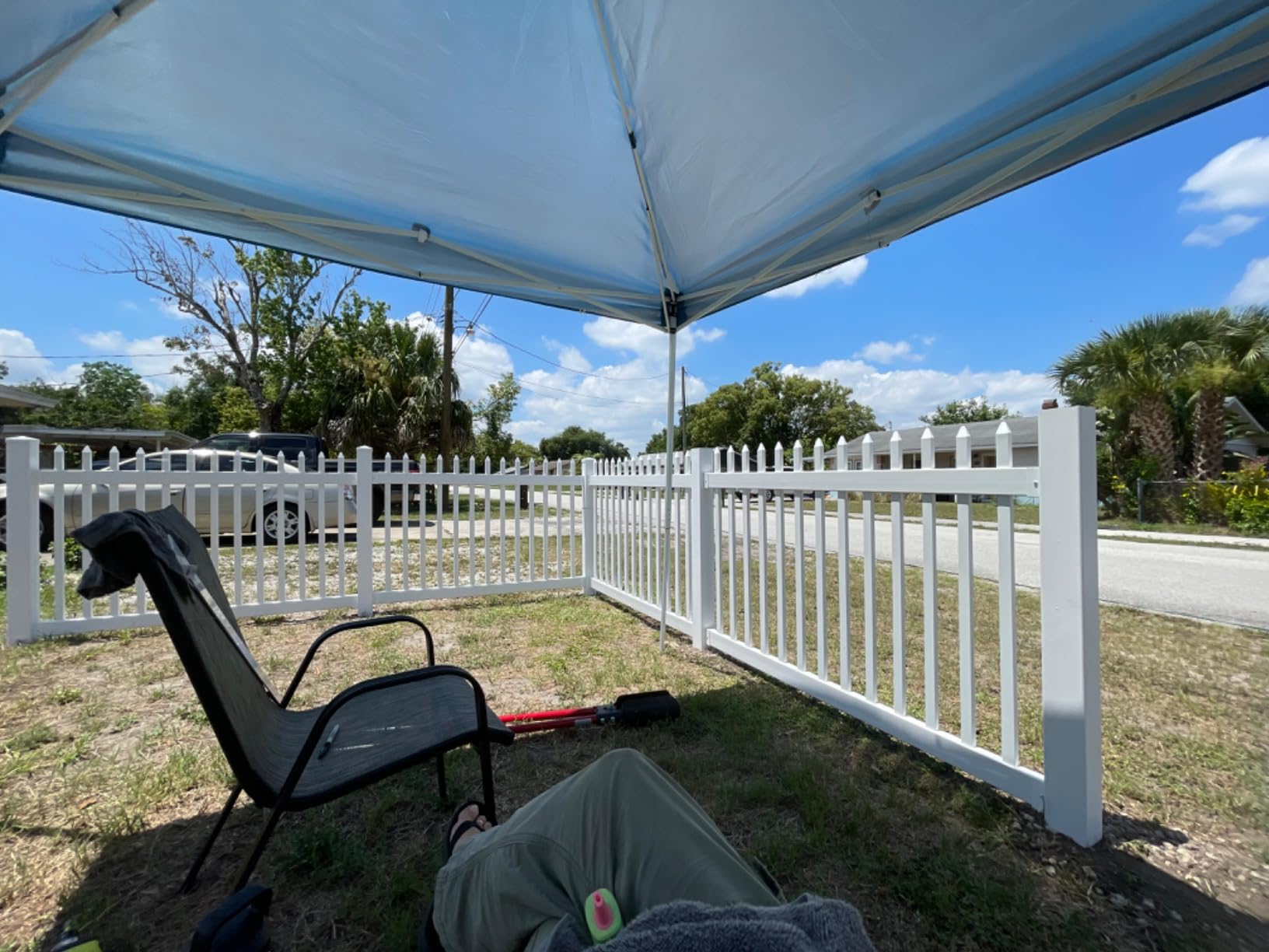 WamBam Westport Privacy Fence, White Vinyl No Dig DIY Kit | 4ftH x 6ftW, 1 Panel + 1 Post, BL19105 customer photo 1