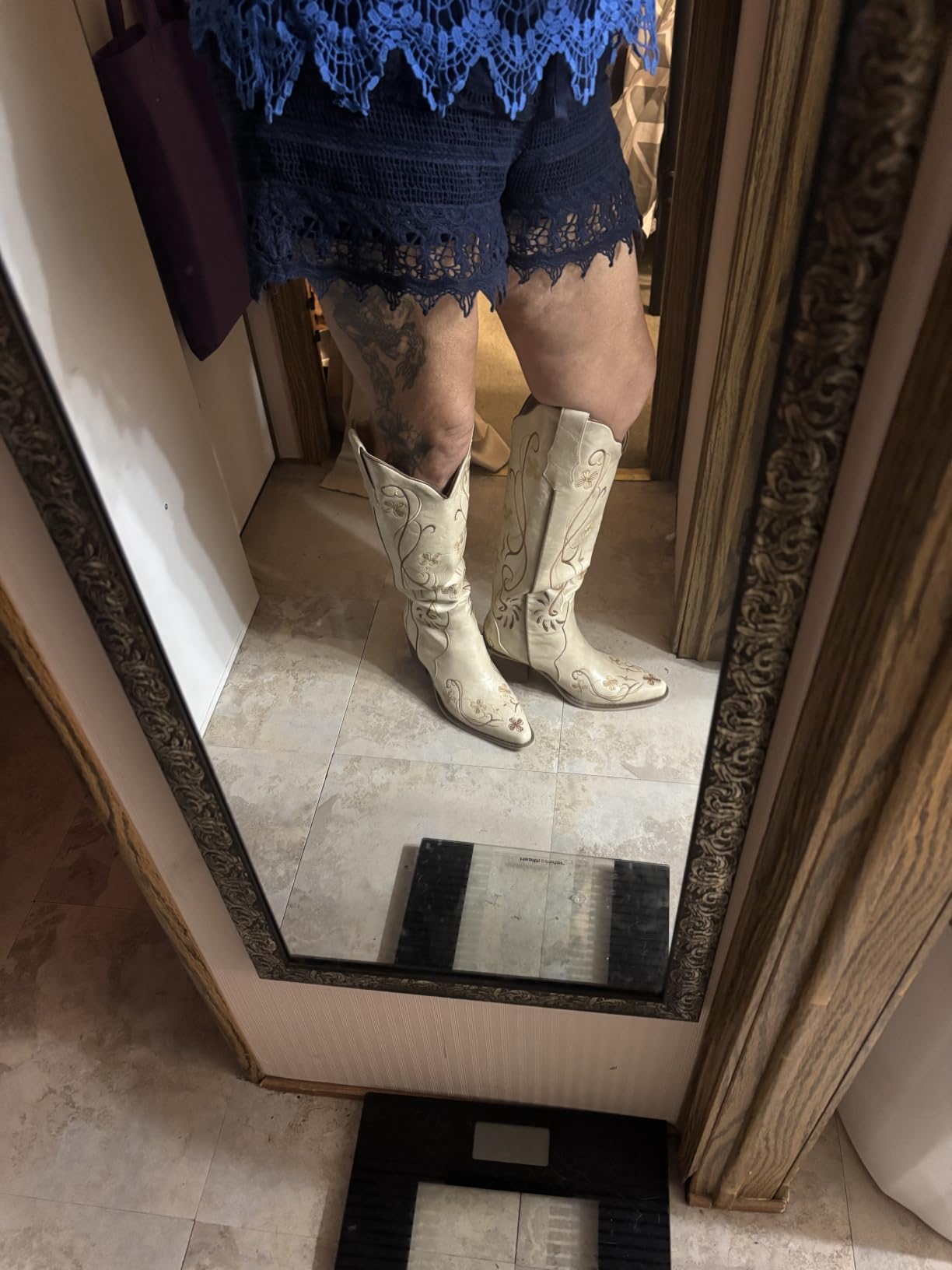 wetkiss Knee High Cowboy Boots for Women, Stable and Comfortable | Western Style,Cowgirl Boots,Versatile,Pull On,Various Occasions,Non-slip Sole,Bohemian Rural Style customer photo 1
