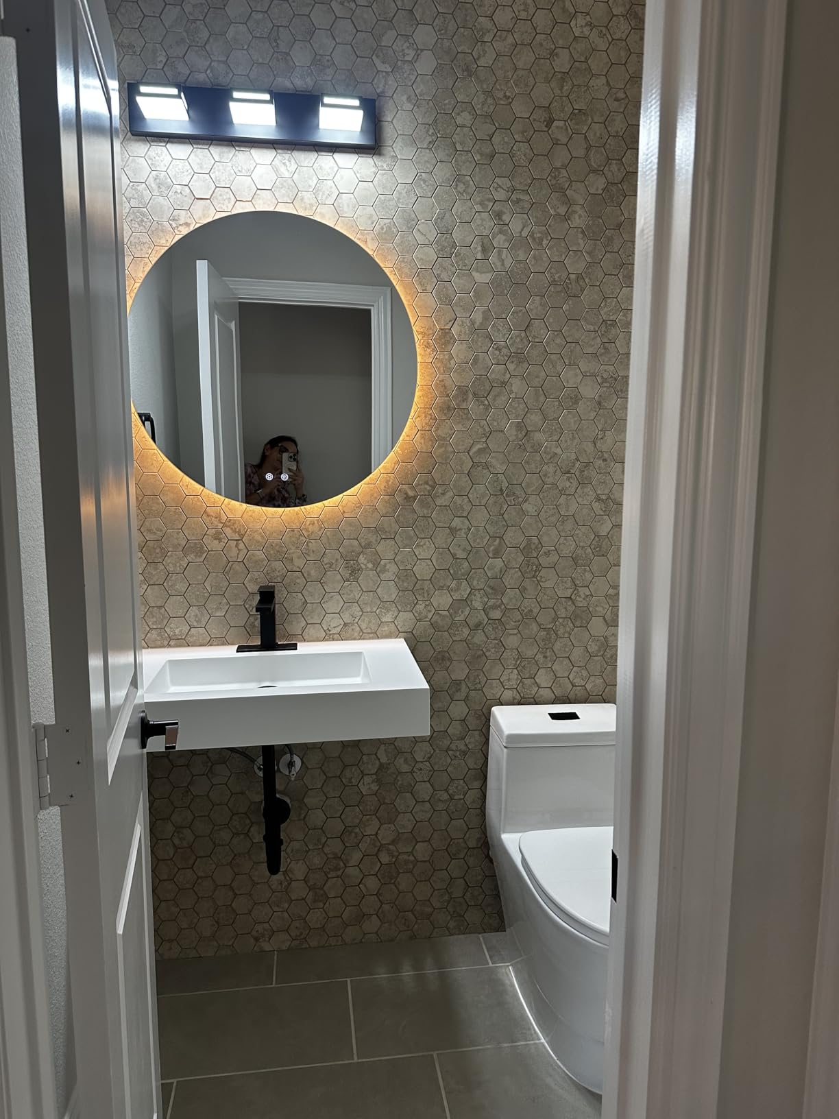 35'' Wall Mount Sink, Artificial Stone Bathroom Sink, Single Hole | Matte Bathroom Vanity Vessel Sinks, Rectanglee Indoor Modern Floating or Countertop Freestanding Wall Hang Sink Bowl customer photo 1