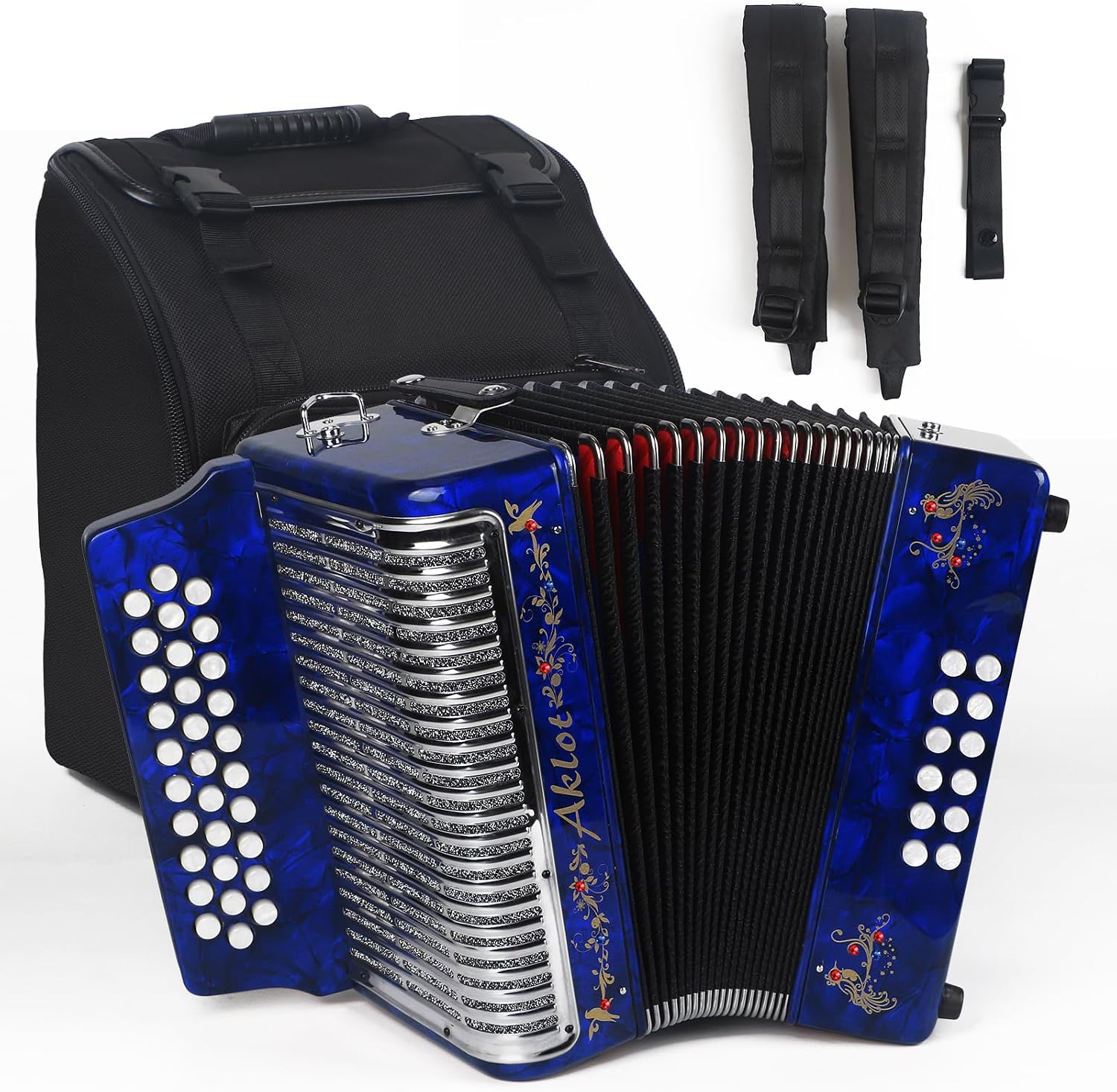 AKLOT 31 Key 12 Bass Accordion, GCF, Celluloid Body, Metal Cover Accordions Louder Clearer Timbre customer photo 1