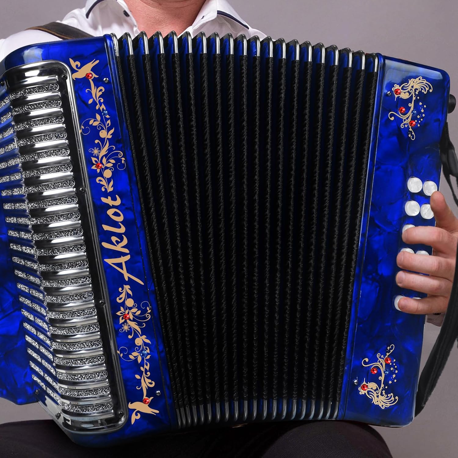 AKLOT 31 Key 12 Bass Accordion, GCF, Celluloid Body, Metal Cover Accordions Louder Clearer Timbre customer photo 2