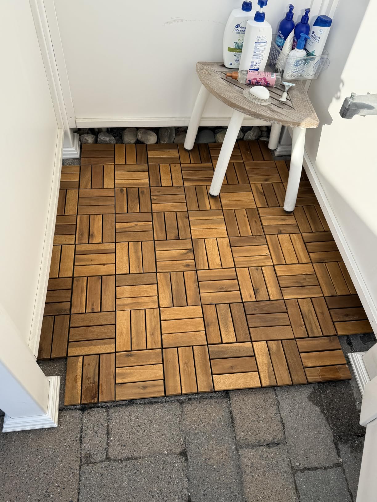 Premium Acacia Wood Interlocking Deck Tiles, 9 PCS 12