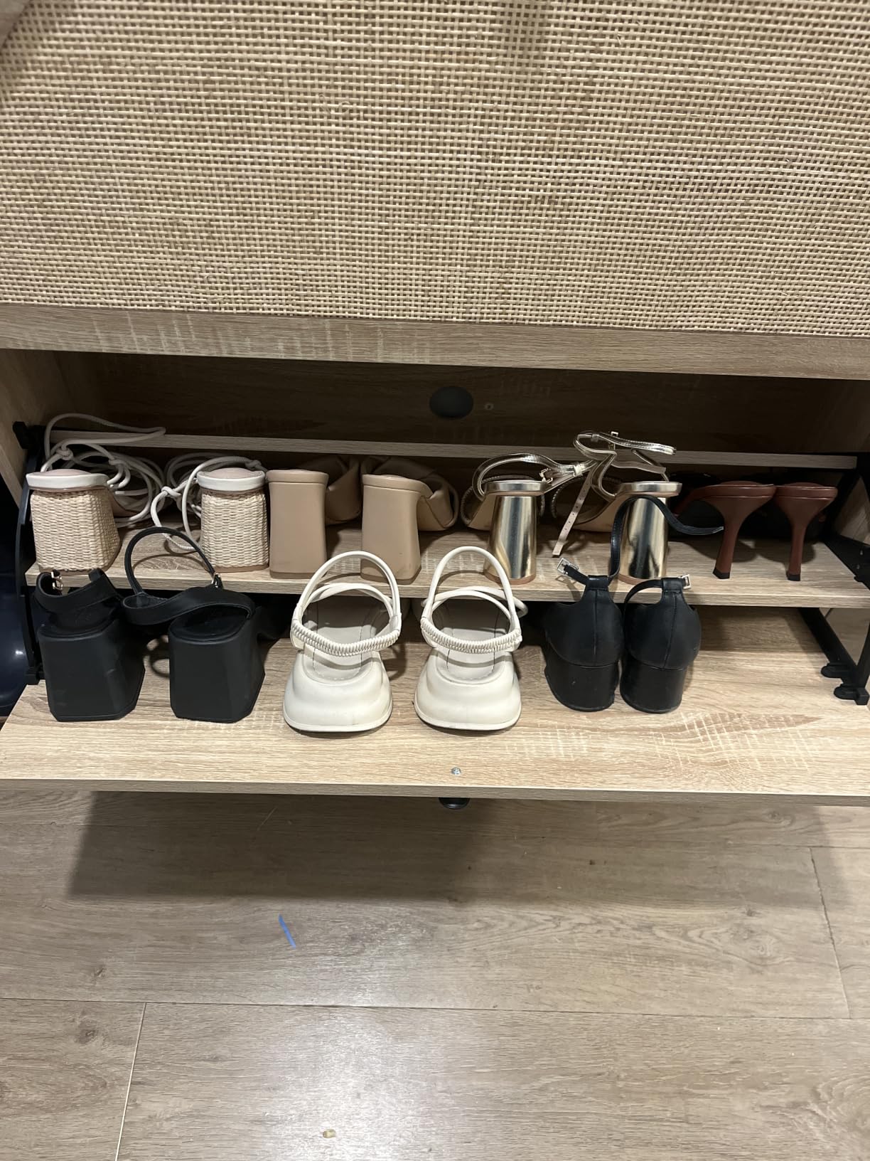 IRONCK Shoe Cabinet Storage with 2 Flip Drawers, Free Standing Wooden Shoe Storage Organizer Cabinet with Rattan Doors for Entryway, Narrow Shoe Rack Cabinet (Oak) customer photo 1