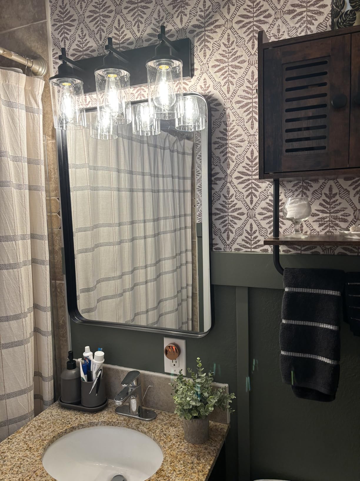 Lanhall 3-Light Black Bathroom Light Fixture Over Mirror Modern Farmhouse Bathroom Vanity Light Vintage Wall Lighting customer photo 2