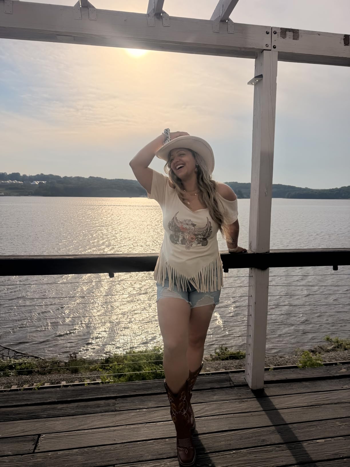 Cowboy Boots for Women - Mid Calf Western Sunflower Cowgirl Boots with Floral Embroidery, Square Toe Stitched Pull On Retro Design, Perfect for Country Idyll, Concerts and More customer photo 1