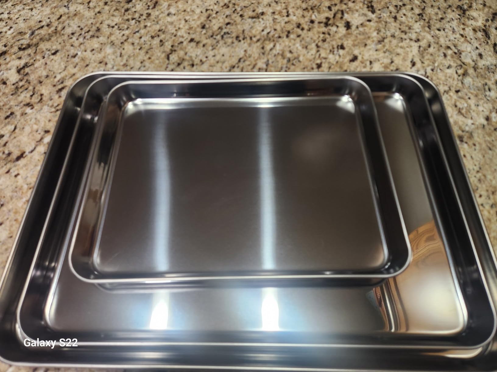 Baking Sheet Set of 3, Commercial Grade Stainless Steel Cookie Sheets for Baking, 12/16/17.5 Inch, Thicker and Firmer Baking Pans Set, Rust & Warp Resistant & Nonstick, Nontoxic & Heavy Duty & Easy Clean customer photo 2