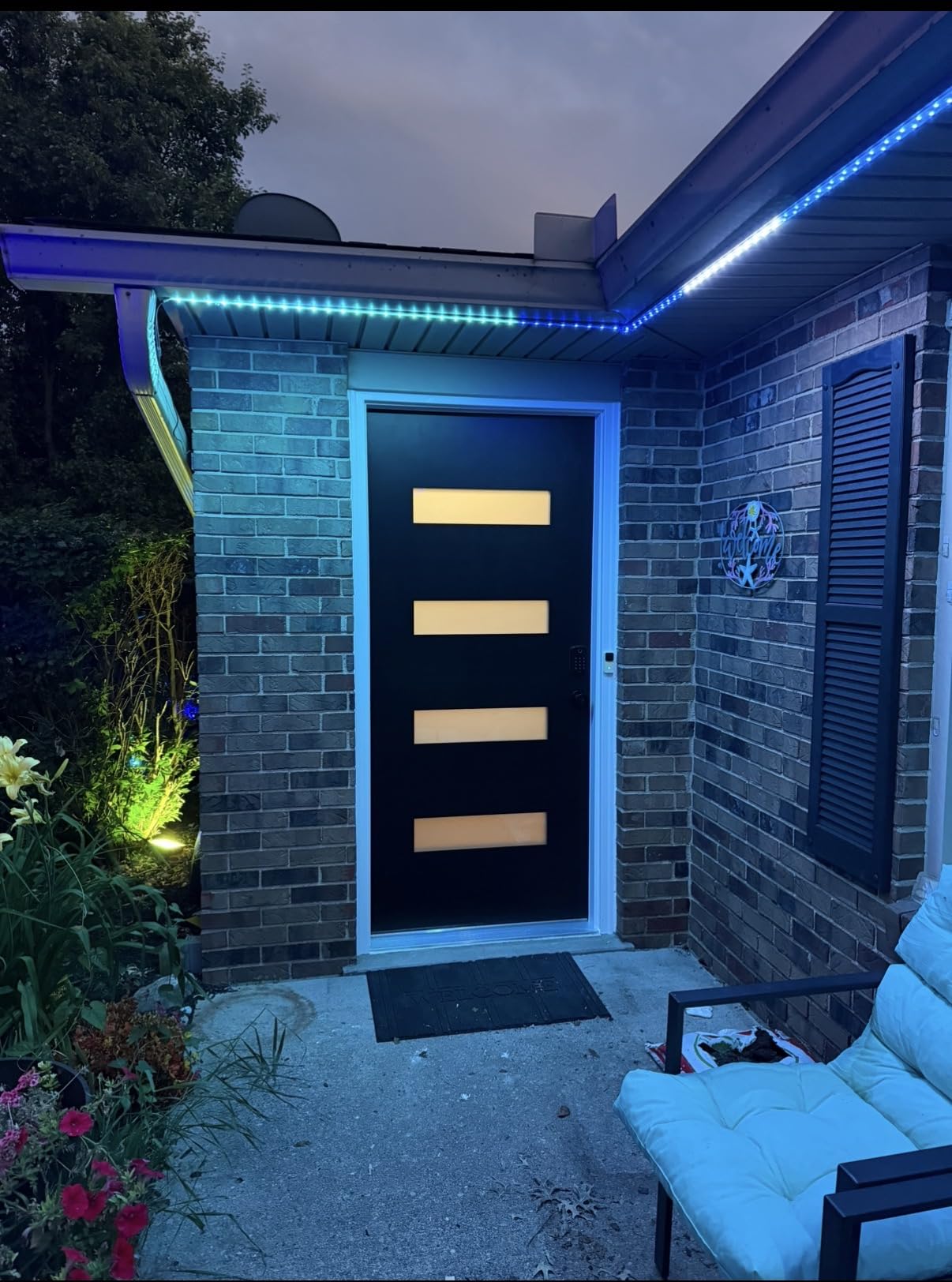 Fiberglass Exterior Front Door 36x80in, Left-Hand Inswing 4-Lite Frosted Glass White Primed Knock-Down French Entry Door with Vinyl Frame and Brickmould customer photo 2