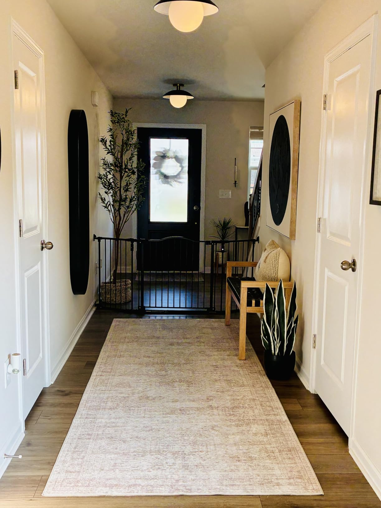 Rug Runners for Hallways Non Slip - 2x8 Runner Rug for Bedroom, Washable Runner with Rubber Backing, Soft Low-Pile Carpet for Kitchen, Laundry, Bathroom (2'x8', Beige/Ivory) customer photo 1