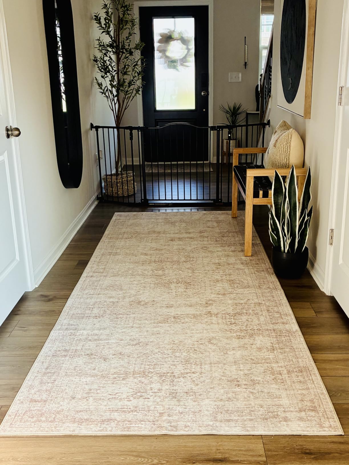 Rug Runners for Hallways Non Slip - 2x8 Runner Rug for Bedroom, Washable Runner with Rubber Backing, Soft Low-Pile Carpet for Kitchen, Laundry, Bathroom (2'x8', Beige/Ivory) customer photo 2