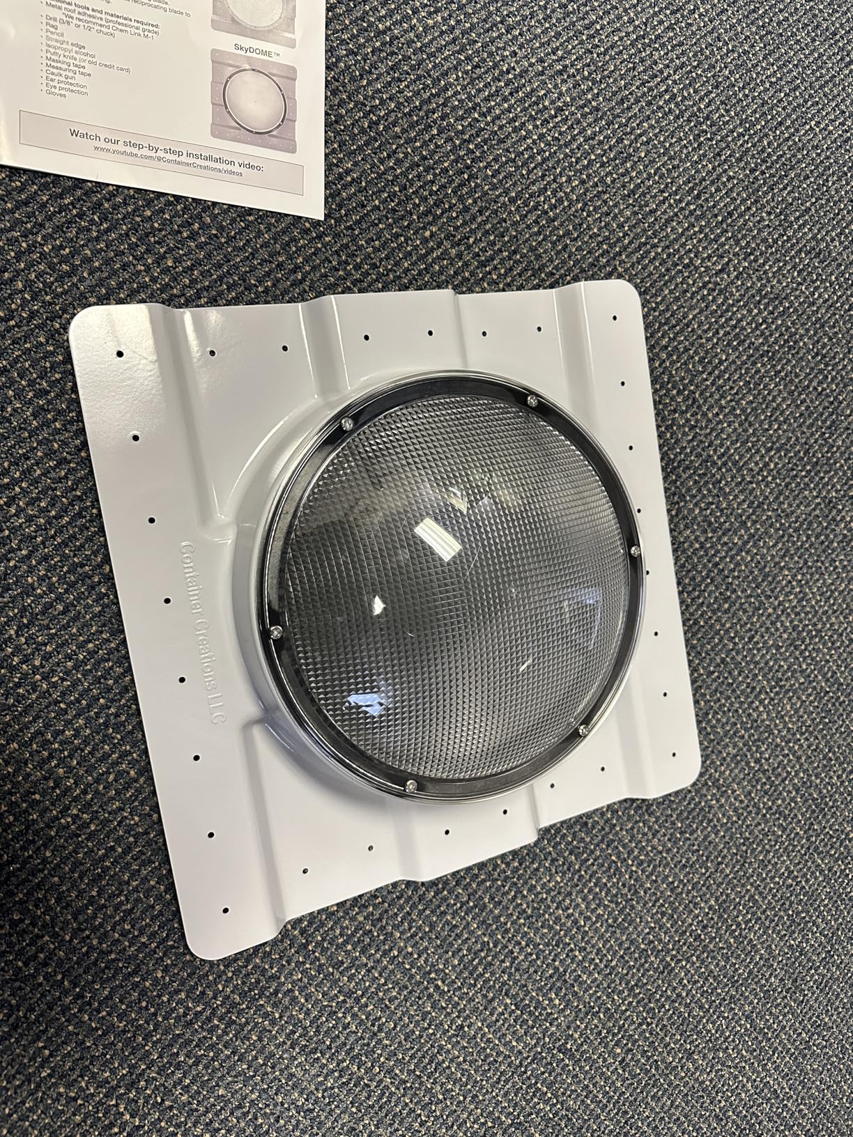 SkyDOME Extra-Large Skylight for Shipping Containers - Premium 12-inch Polycarbonate Dome Skylight customer photo 2