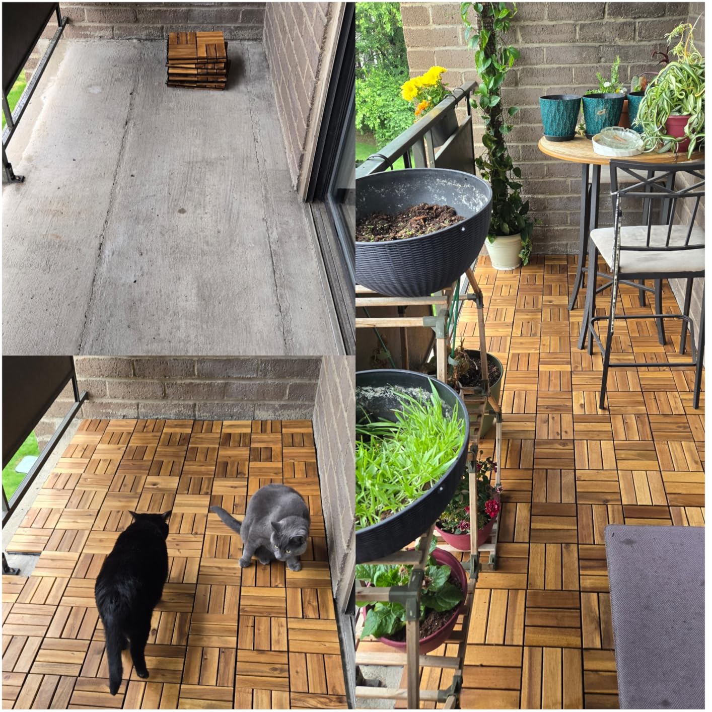 Natural Acacia 12x12 Interlocking Wood Deck Tiles for Balcony, Garden, Patio, Poolside - Waterproof Indoor & Outdoor Flooring - Square Joints, Pack of 9, 12 Slats customer photo 1