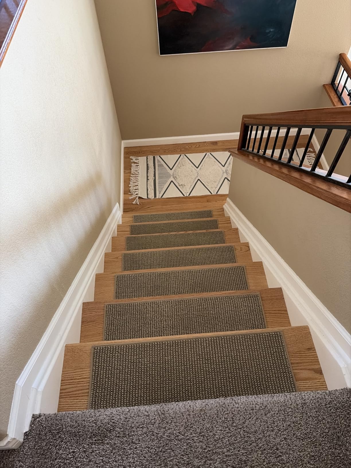 BEQHAUSE Stair Treads Non Slip for Wooden Steps 28x9in, 15pcs, Taupe | Carpet Stair Treads Indoor, Machine Washable Stair Runners for Kids Elders and Pets, Carpet for Stair Rugs Mat, TPE Backing customer photo 2