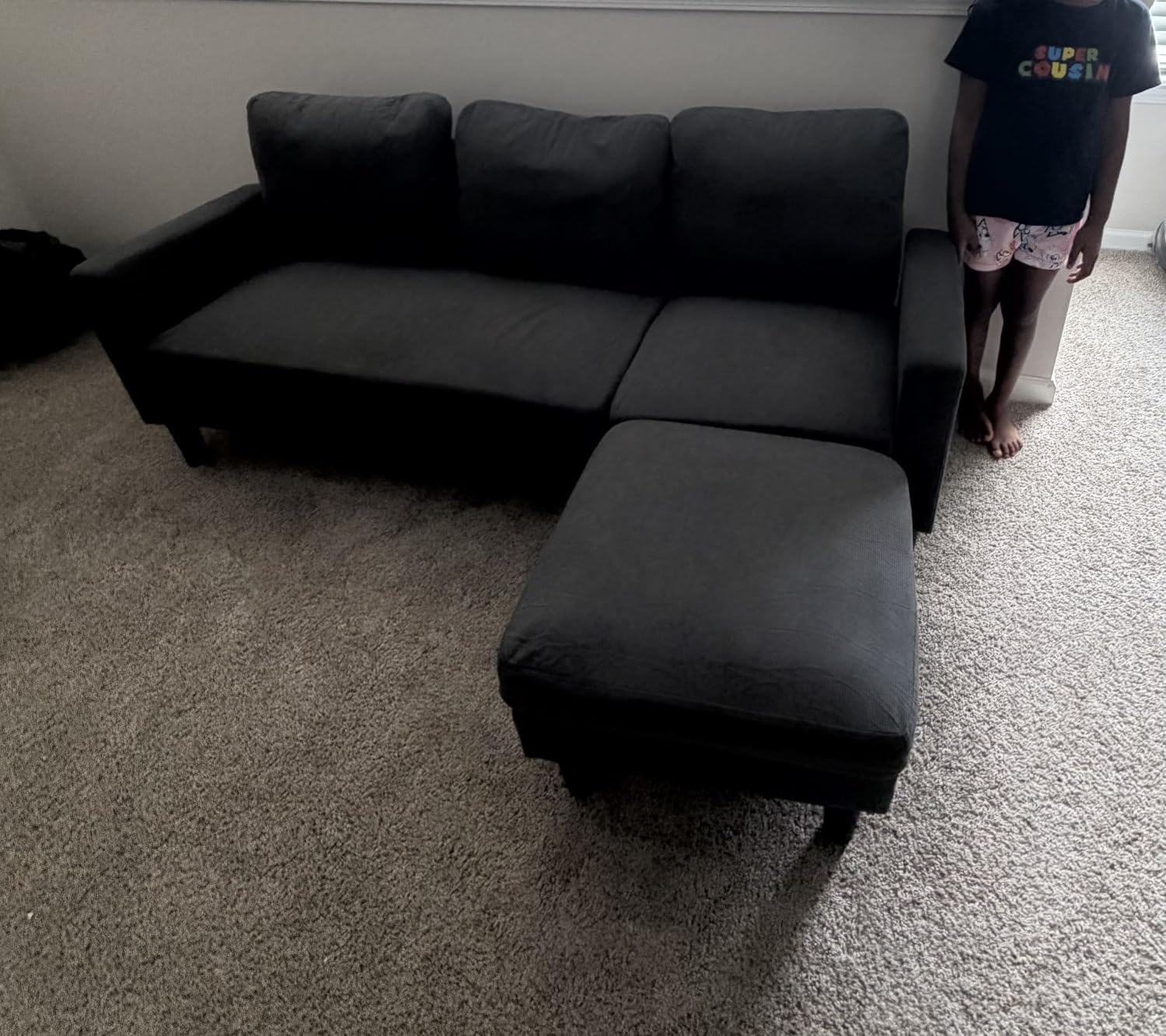 SUNLEI Convertible Sectional Sofa for Small Spaces, L Shaped Modular Sofa with Reversible Chaise & Ottoman Storage, 3 Seat Modern Small Couches for Living Room in Apartment, Linen Fabric, Greige customer photo 2