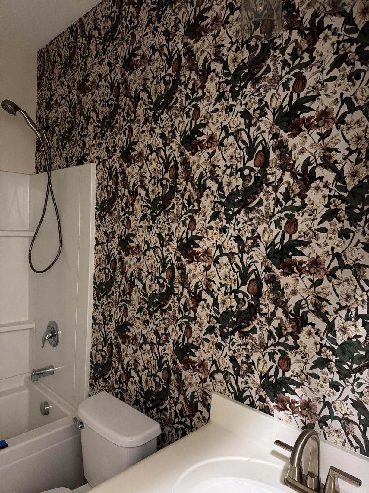 Erfoni Vintage Floral Peel and Stick Wallpaper Dark Floral and Bird Contact Paper DIY Self Adhesive Removable Wallpaper for Bedroom Cabinets Decor Retro Boho Flower Leaf Wall Paper customer photo 1