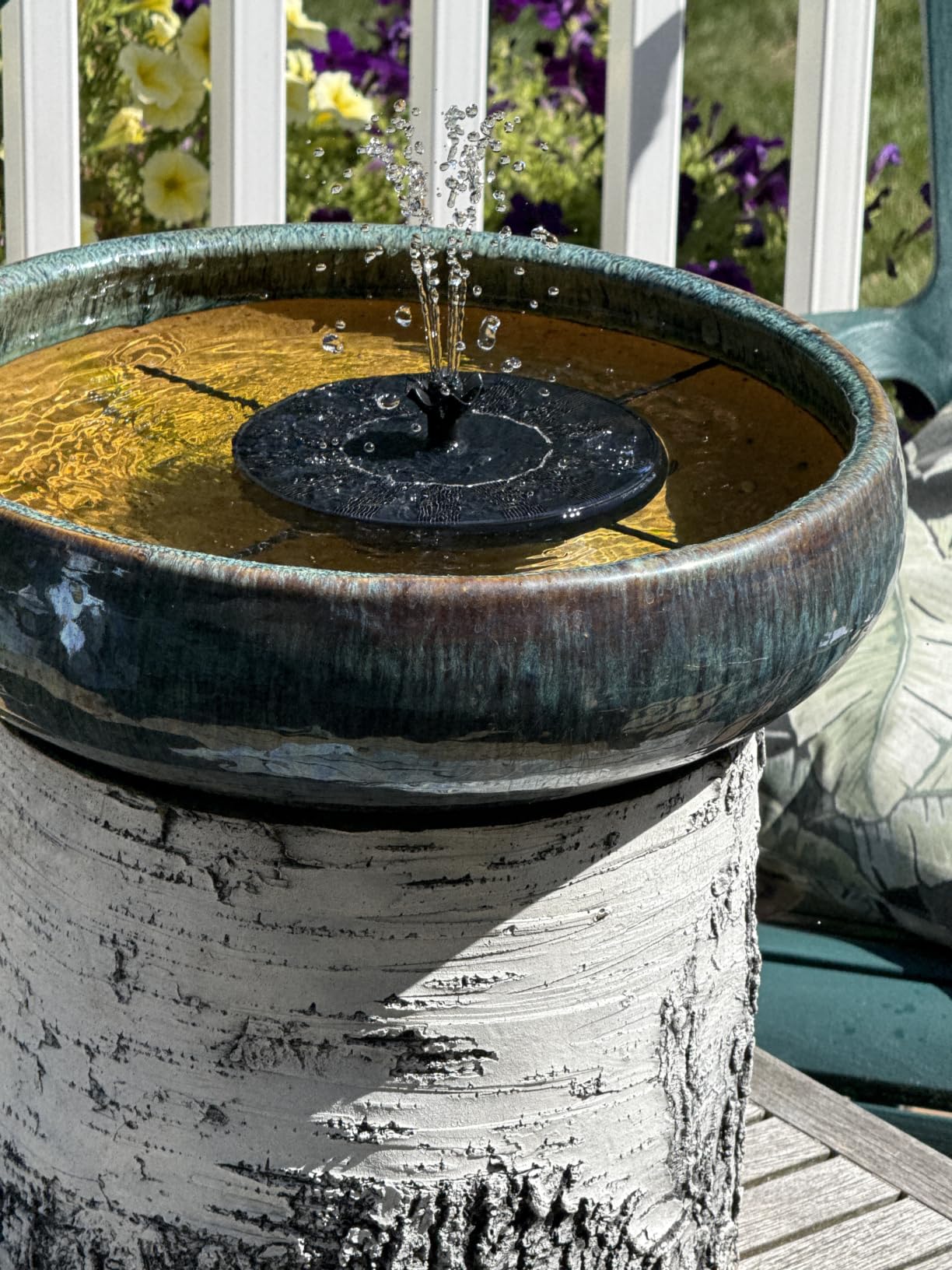 SEIRMEP Solar Fountain Pump with Spray Height Adjustment, Upgrade Glass Solar Bird Bath Fountains with 6 Nozzles, Outdoor Solar Water Fountain Pump for Bird Bath, Garden, Pool, Pond customer photo 2