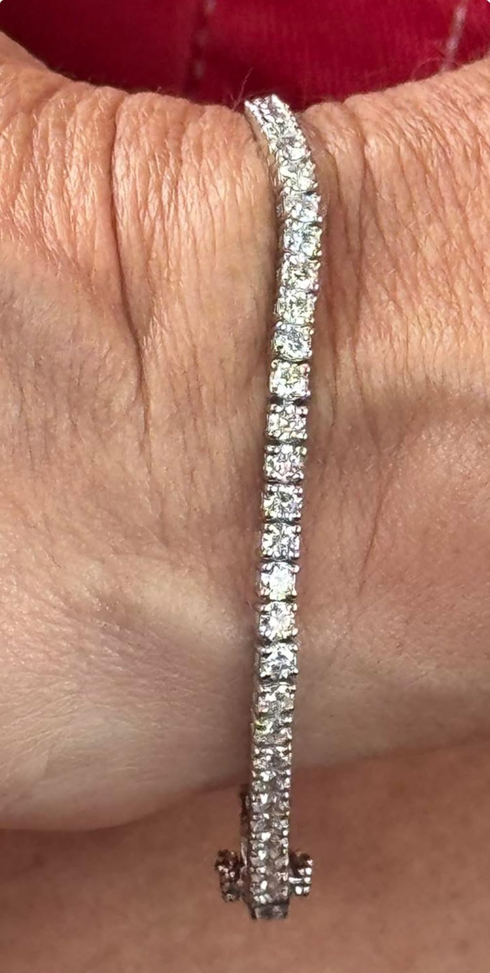 IGI Certified 3.00-10.00 Carat Lab Grown Diamond Tennis Bracelet for Women 14K / 18K Solid White & Yellow Gold Prong Setting Push Safety Lock Clasp Round Cut Jewelry (E-F Color, VS1-VS2 Clarity) customer photo 1
