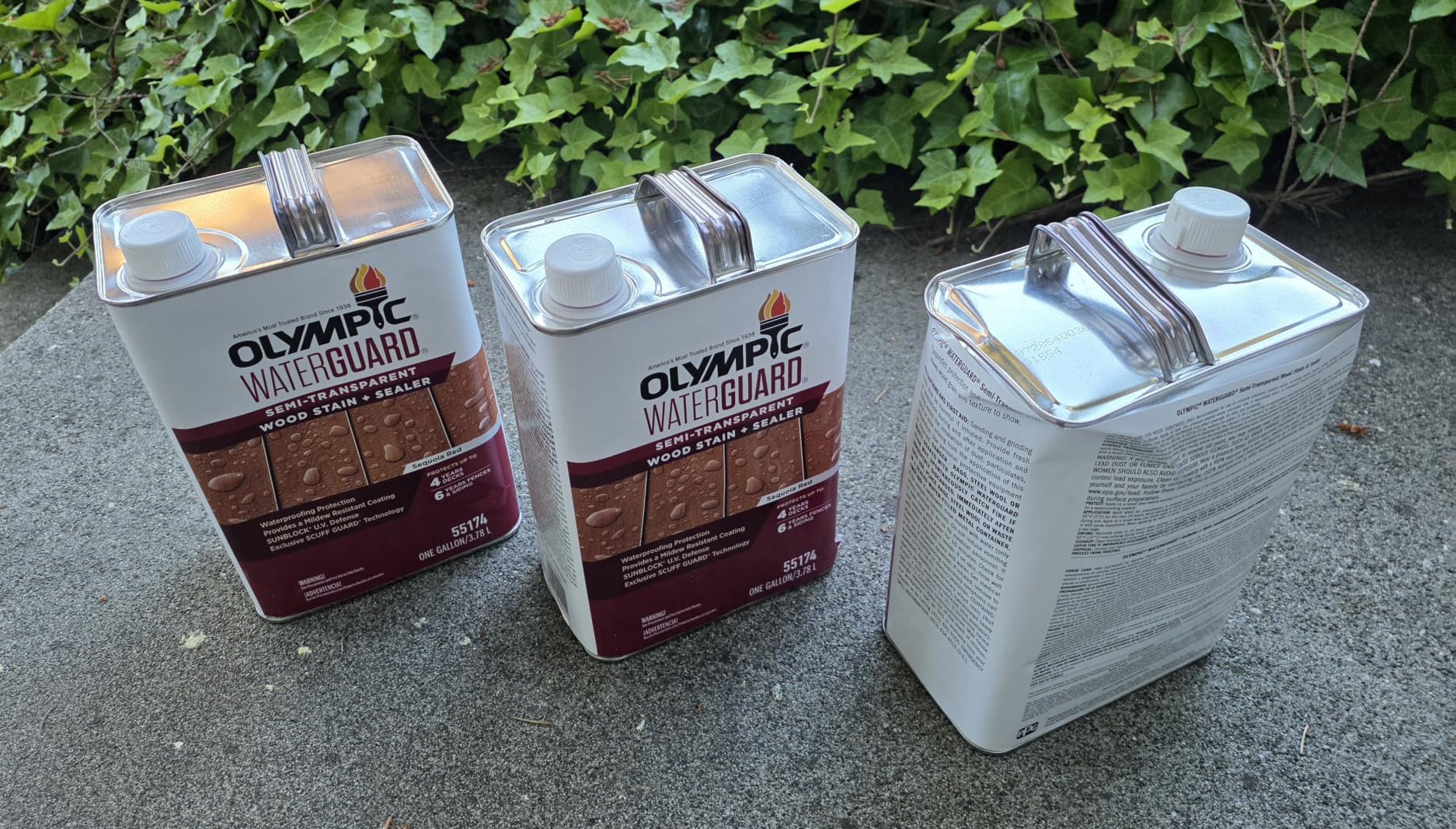 Olympic WaterGuard 1 gal Woodland Cedar Wood Stain & Sealer | Water-Based Deck, Fence & Siding Stain, Waterproofing UV, Semi-Transparent customer photo 1