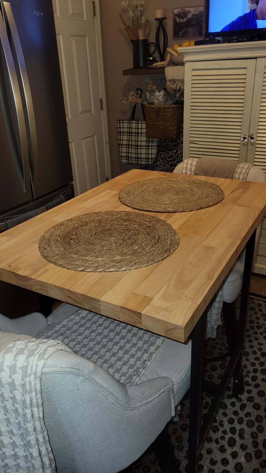 60''L x 36''W x 1.5''Th Hevea Solid Wood Butcher Block Countertop, Butcher Block Table Top for DIY Washer Dryer/Island/Kitchen Countertop (Unfinished) customer photo 1