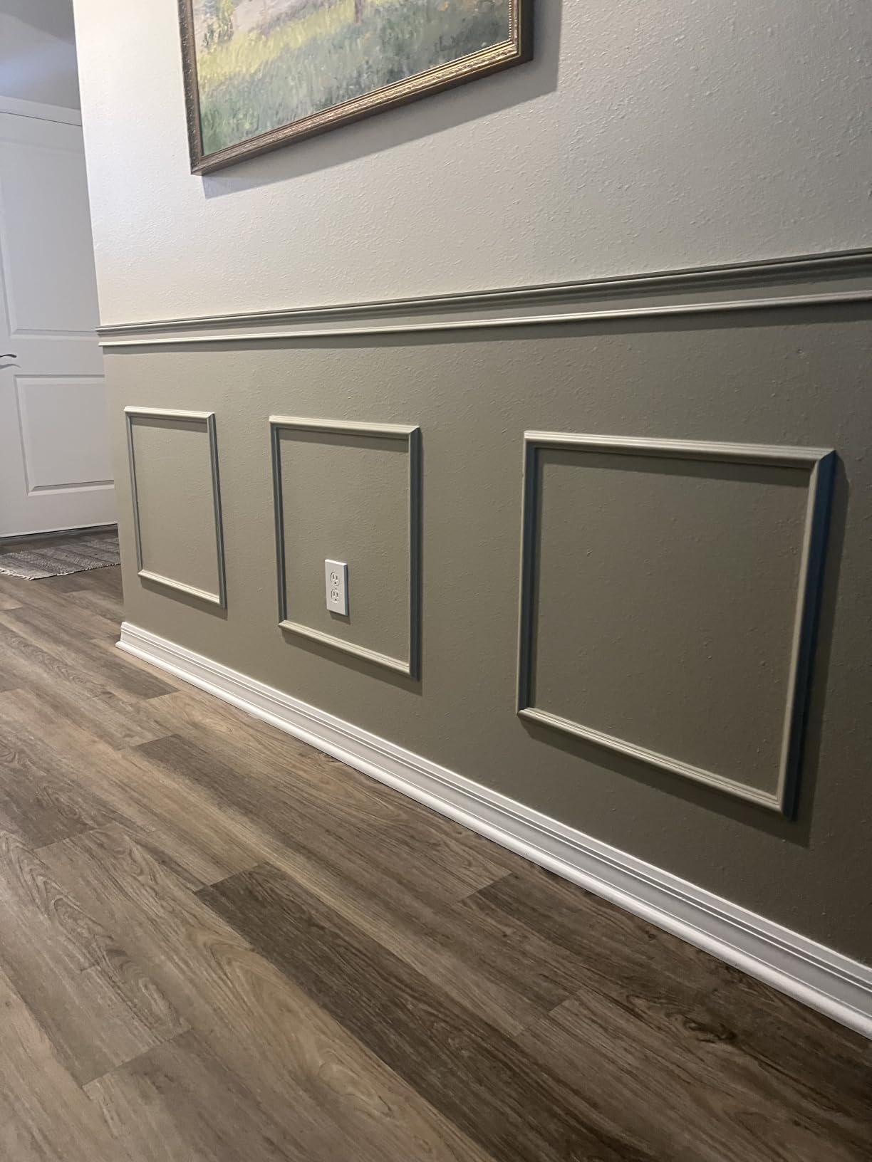 Colingmill Accent Wall Molding Kit Premade Wainscoting Panels Wall Molding Peel and Stick Panel White Pre Cut Trim for Walls Picture Frame Molding for Home Decoration (6 Set, 12 x 24 Inch) customer photo 2