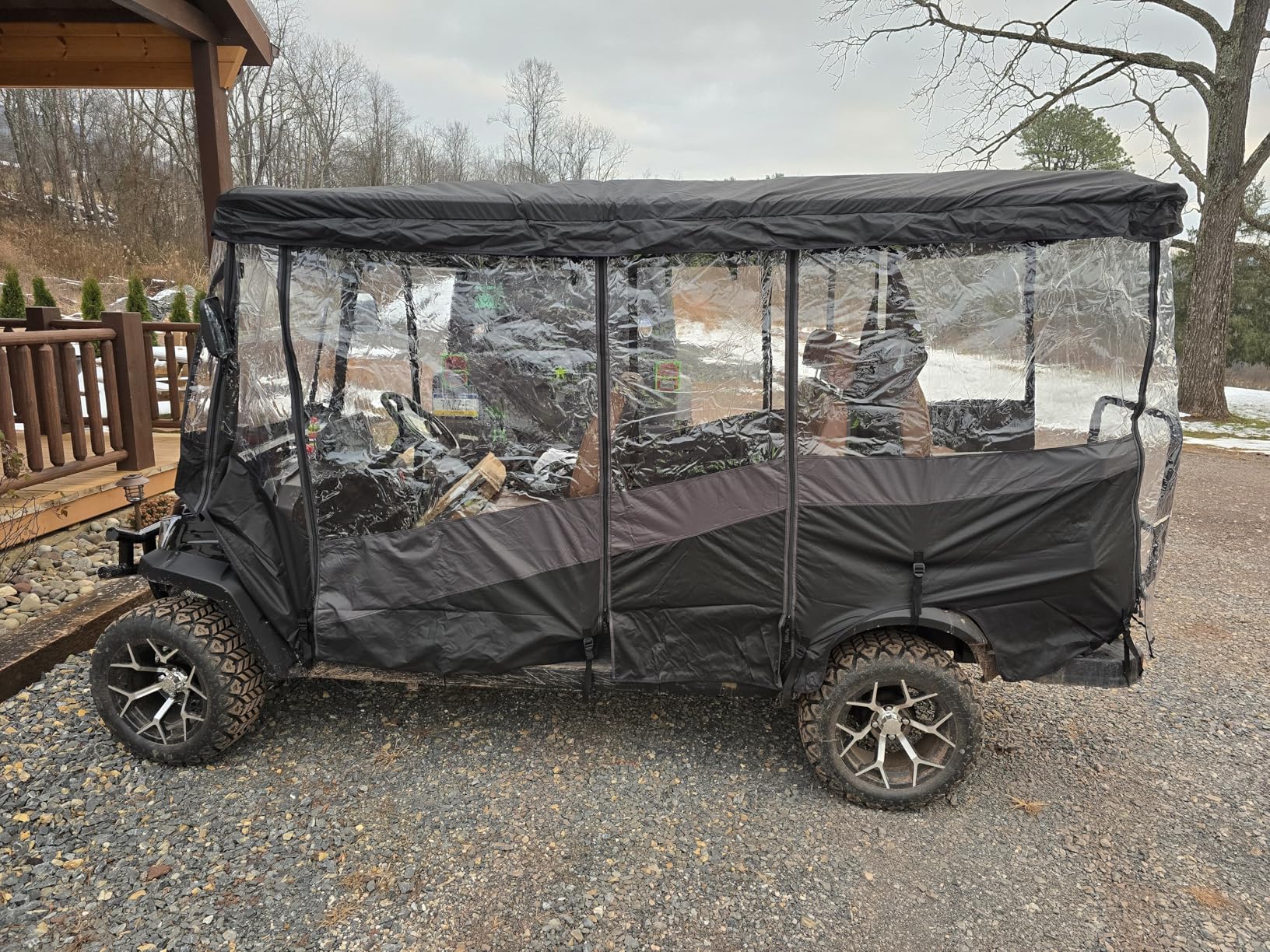 KEMIMOTO Golf Cart Enclosure, 6 Passenger Golf Cart Rain Cover | 600D Waterproof Driving Enclosure with Clear PVC Windshield customer photo 1